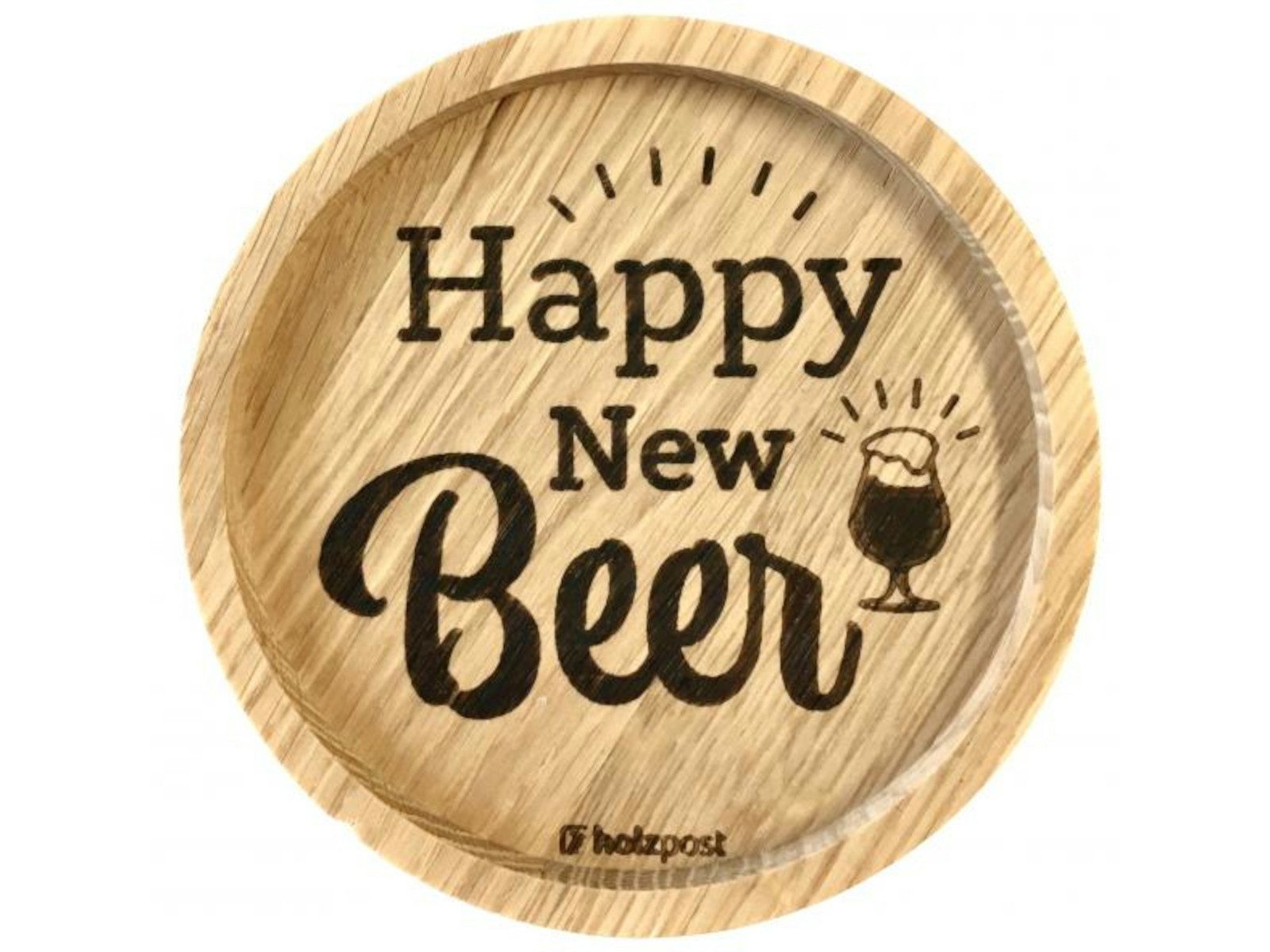 holzpost GmbH Platzset Untersetzer Happy New BEER Eiche 11,2cm