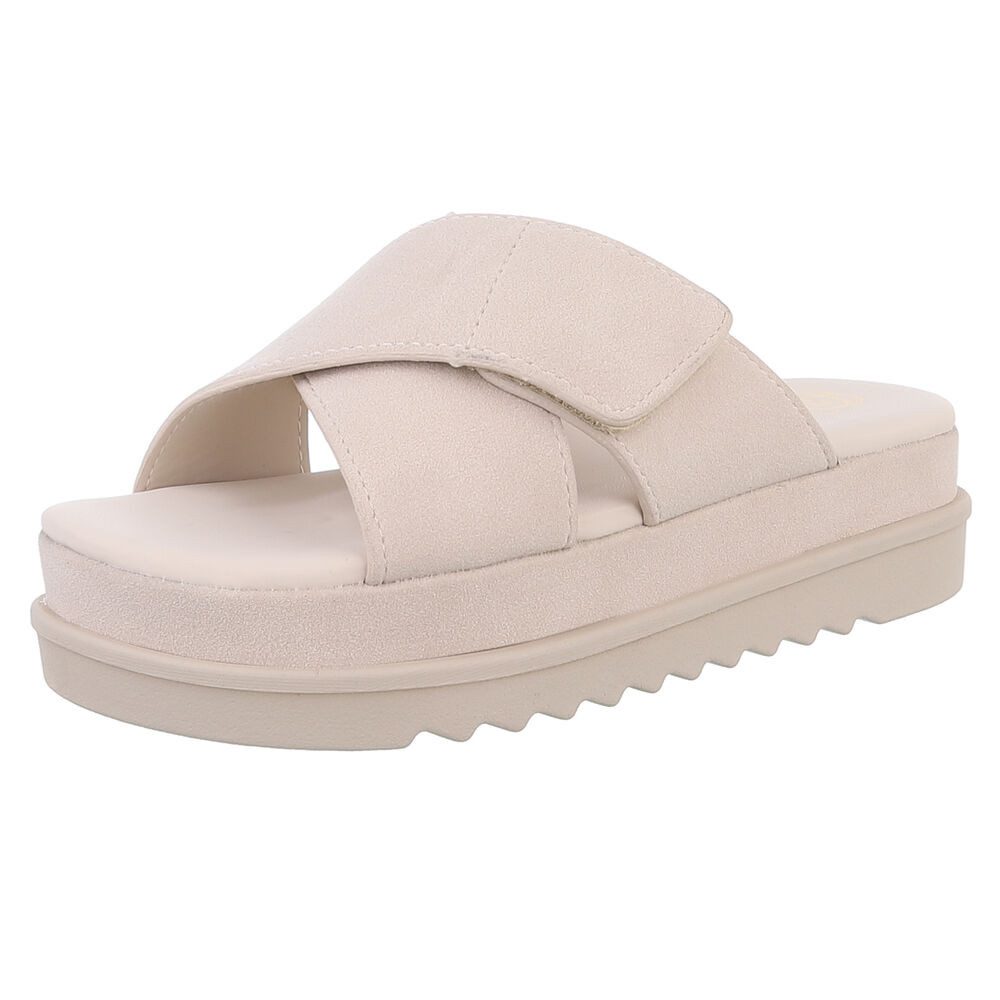 Ital-Design Bequeme Damen-Sandalen mit Klettverschluss in Beige Plateausand günstig online kaufen