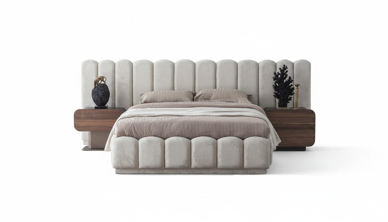 JVmoebel Bett Exklusives Design Bett Modern Greige Walnuss Elegant Schlafstätte, Made in Europa