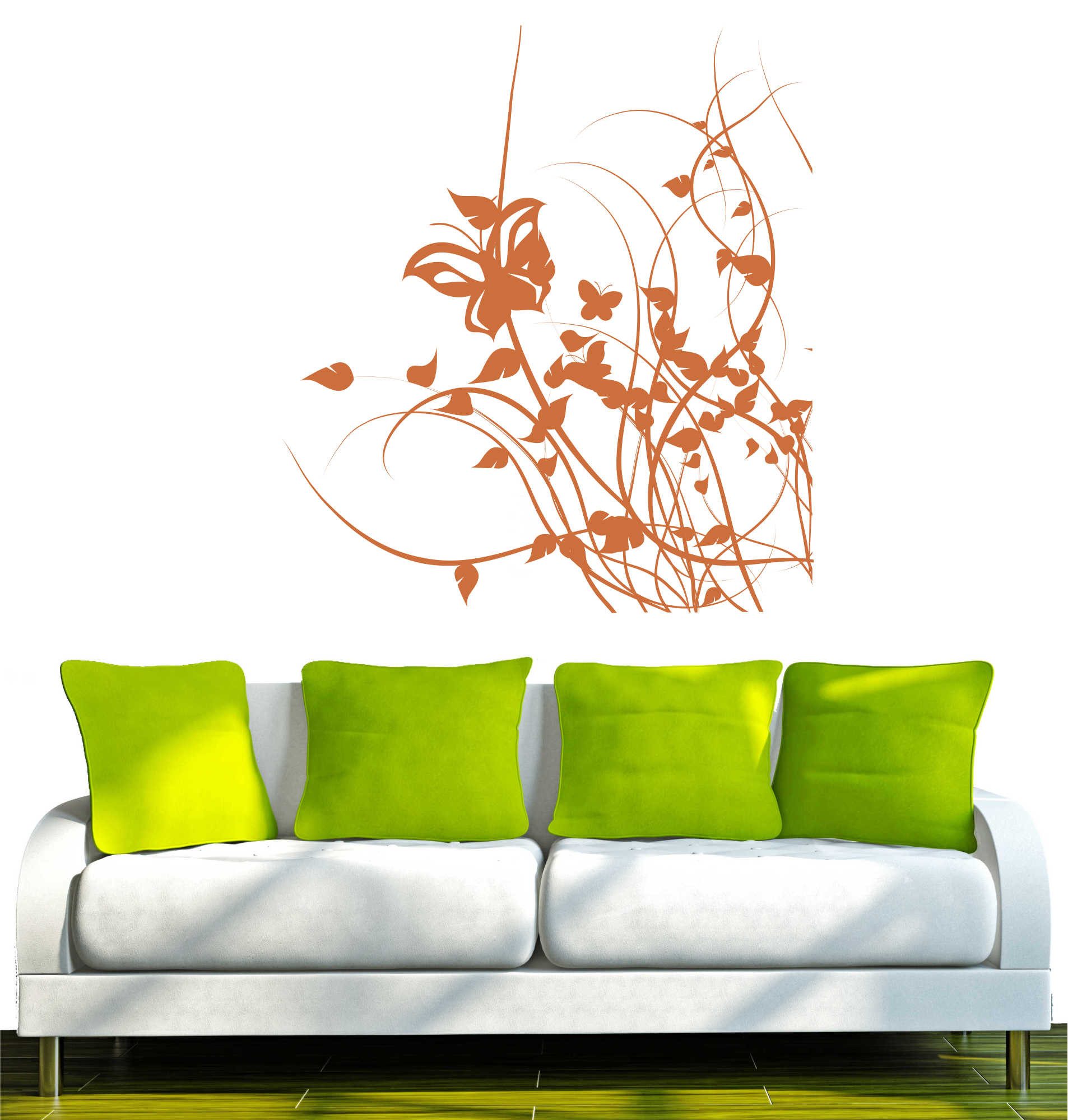 INDIGOS UG Wandtattoo Wandtattoo - Wandaufkleber - w207 Baum Blume Ranke Wandaufkleber