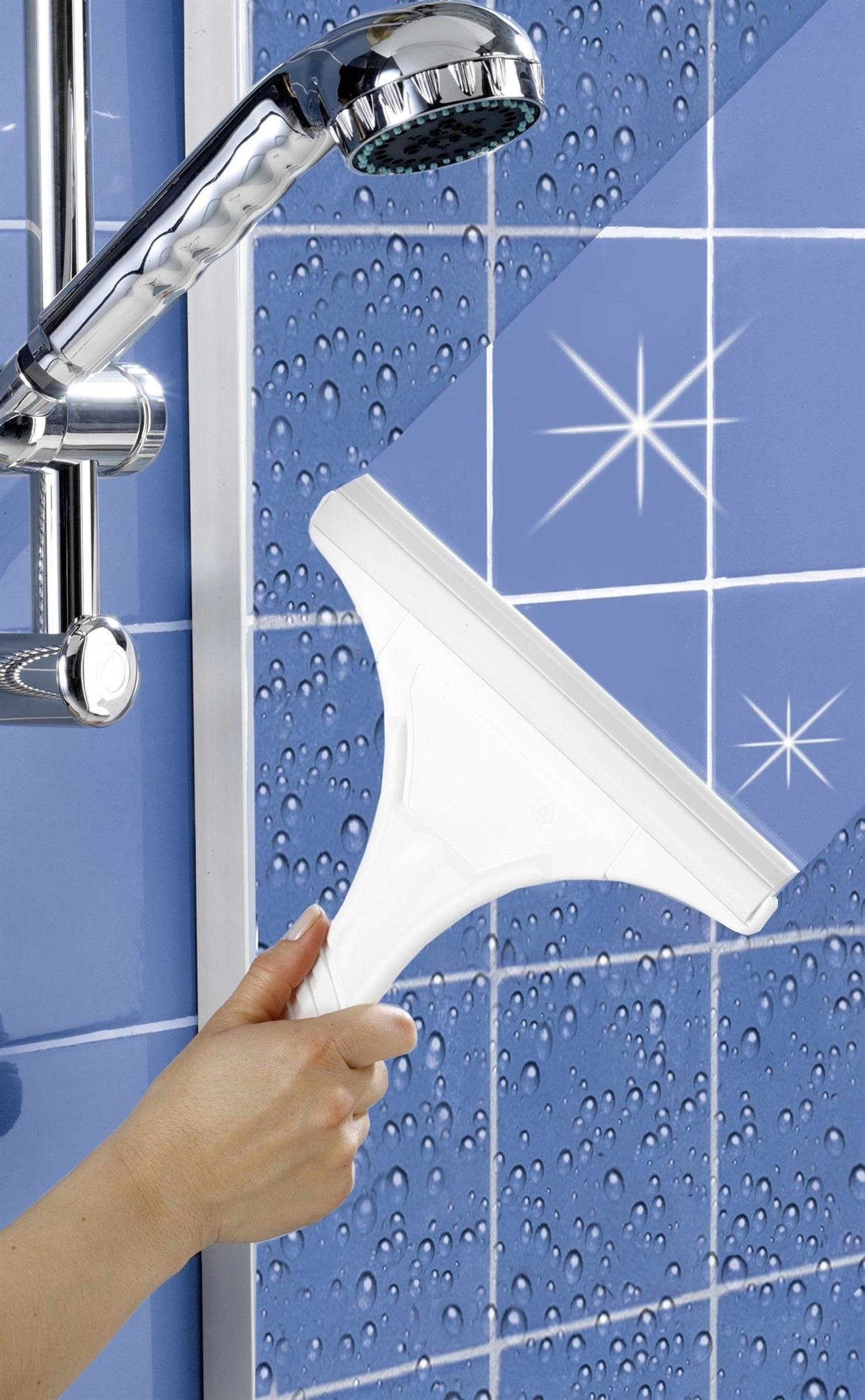 WENKO Duschabzieher Wasser Struck, Farbe weiß, WENKO, (Wasserabzieher + Halter)