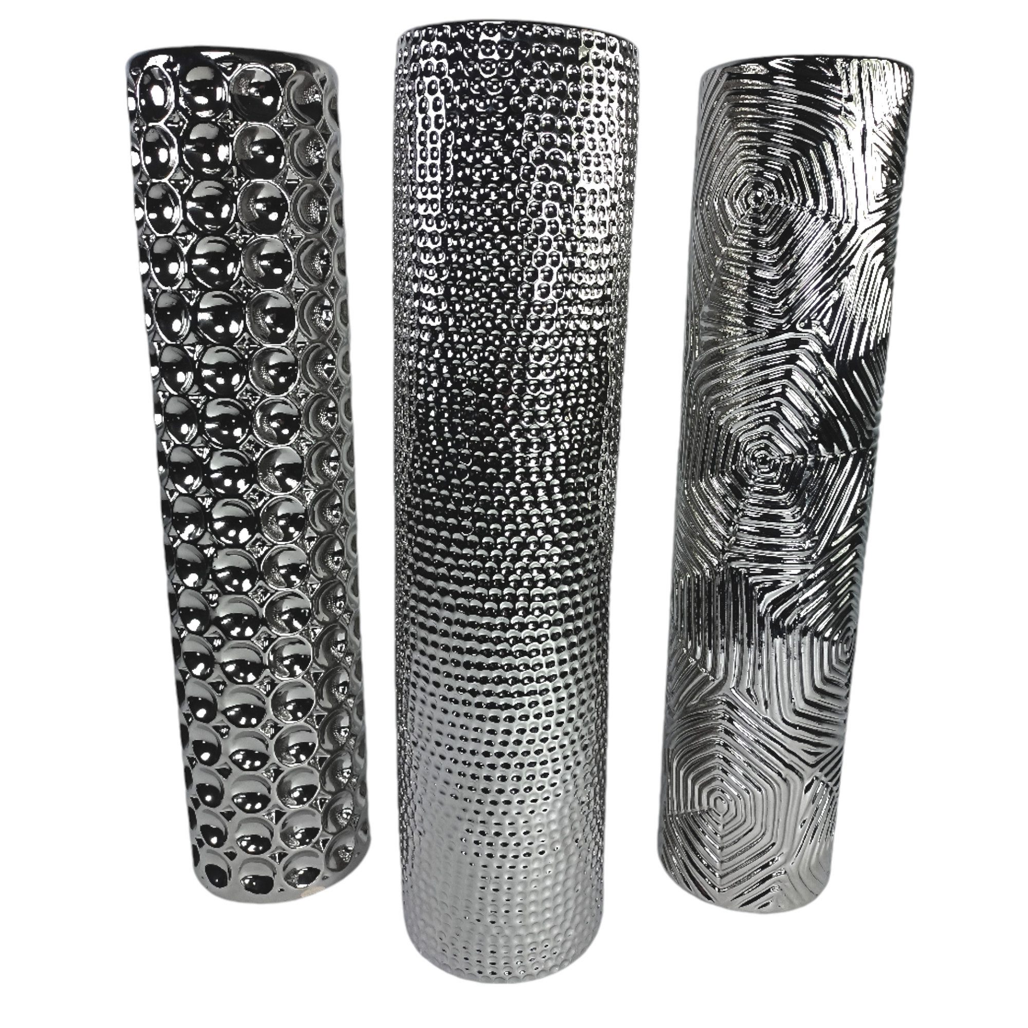 GlasArt Dekovase Schöne Deko-Vase Keramik Silber günstig online kaufen