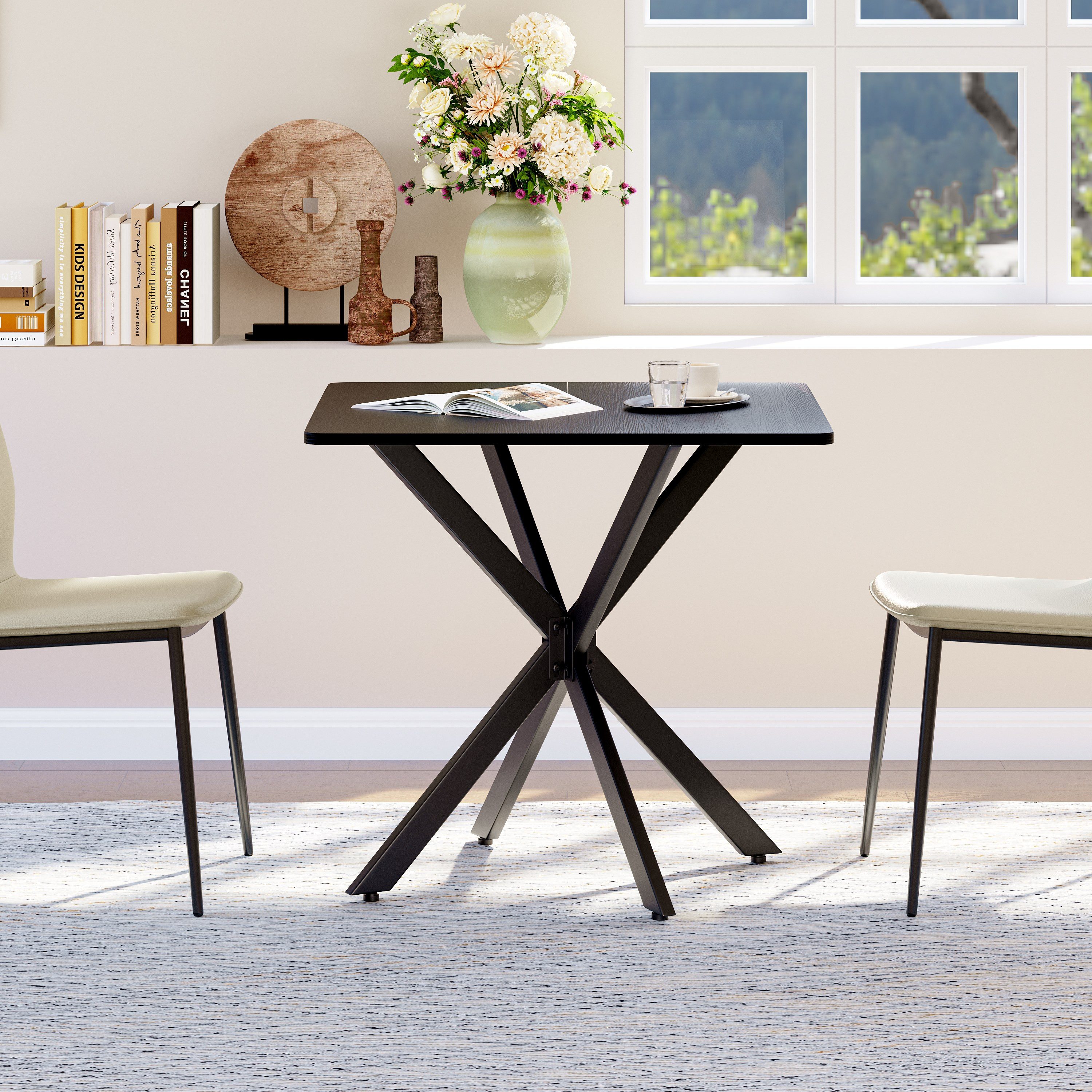 BlingBin Esstisch Küchentisch Quadratisch Esszimmertisch mit Spinnenfuß Kleiner Tisch (1 Stück, 1-St., 80 x 75 cm), für 2-4 Personen für Küche, Esszimmer und Wo – Bild 5 von 5