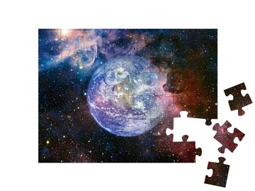puzzleYOU Puzzle Der Planet Erde umgeben von Sternen, 48 Puzzleteile, puzzleYOU-Kollektionen Weltraum, Universum