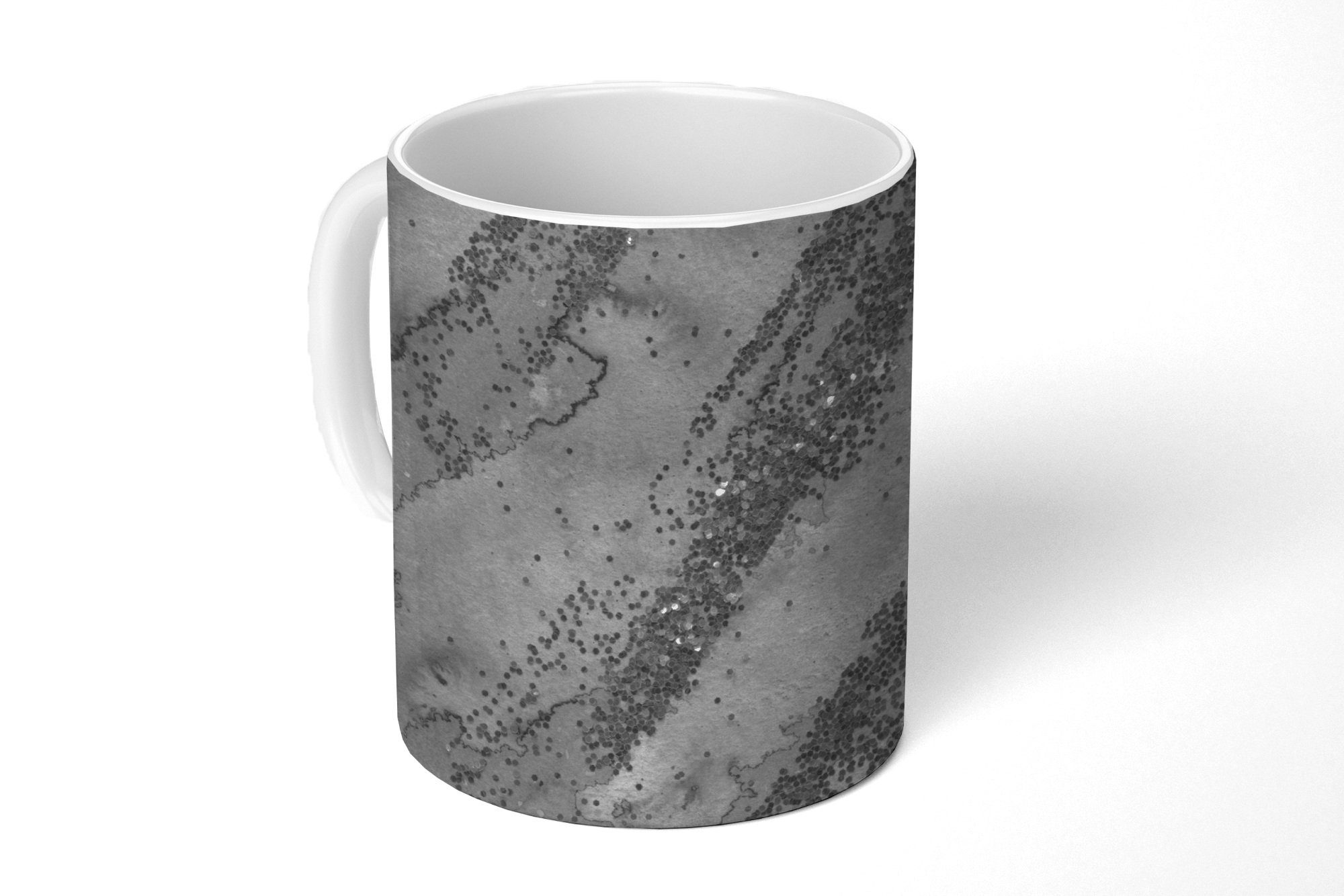 Glitter Kaffeetassen, - Silber Becher, MuchoWow Tasse Teetasse, Geschenk Keramik, Abstrakt, Teetasse, -