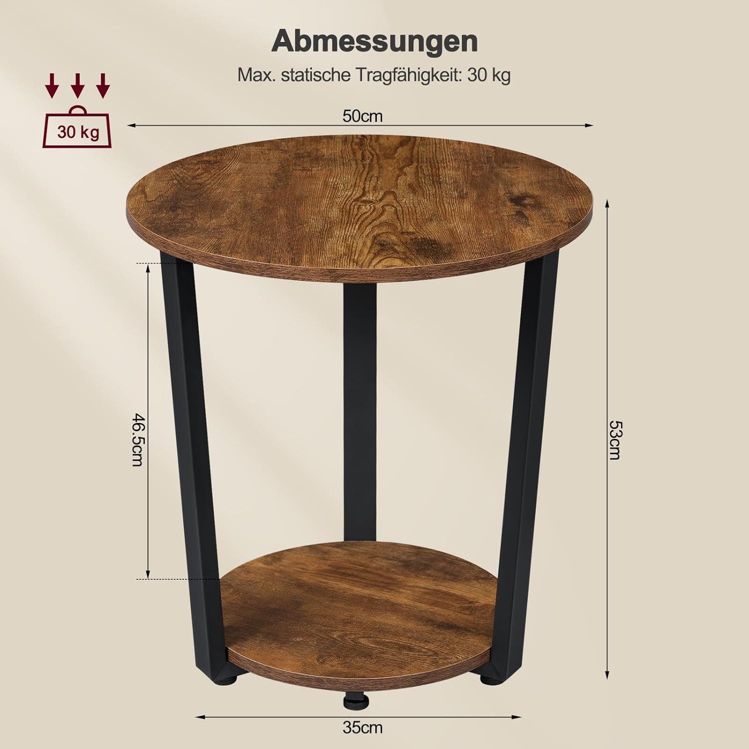 Woltu Couchtisch (1-St), Beistelltisch mit 2 Ablagen, aus Holzwerkstoff