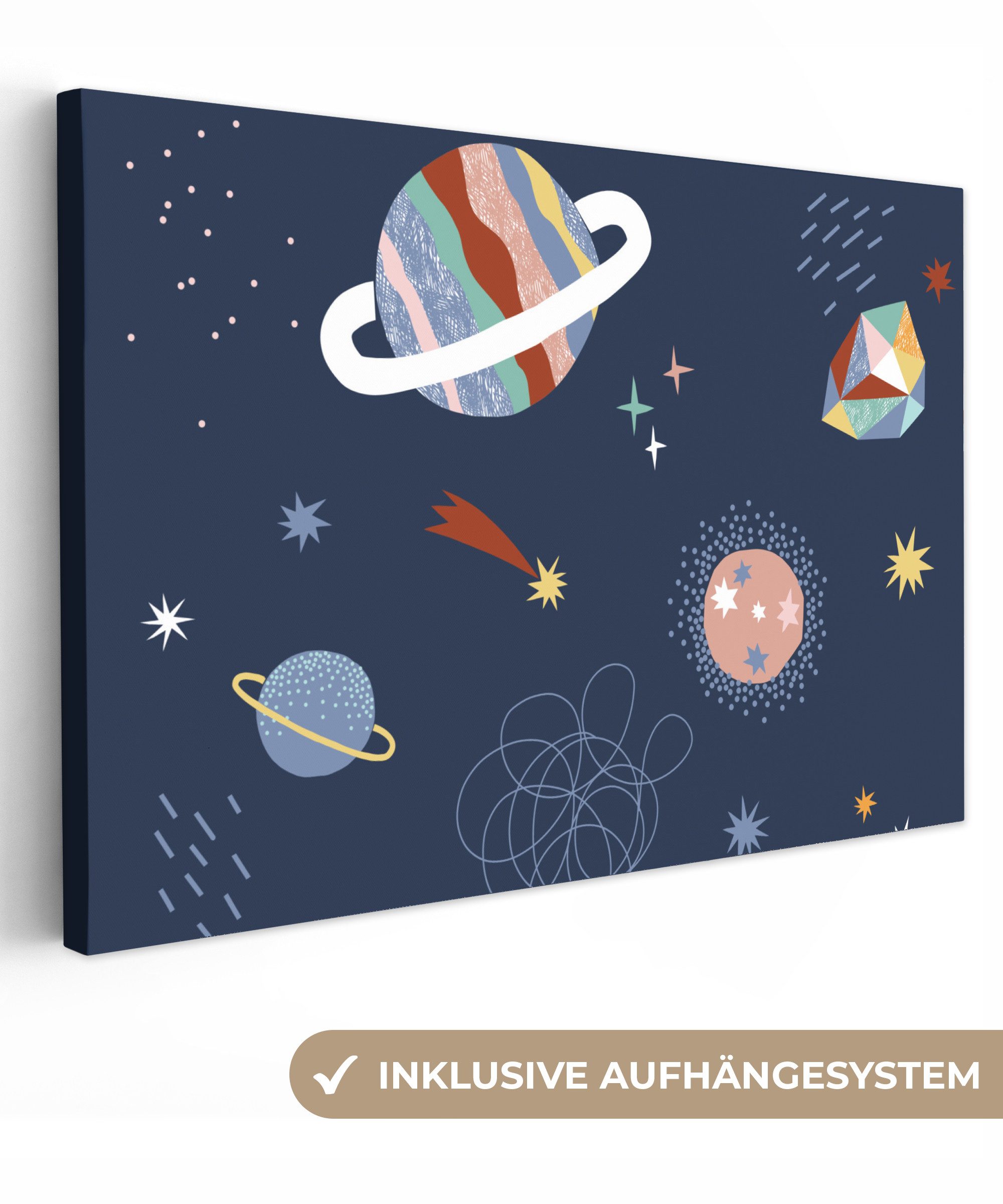 OneMillionCanvasses® Leinwandbild Kinderzimmer - Weltraum - günstig online kaufen