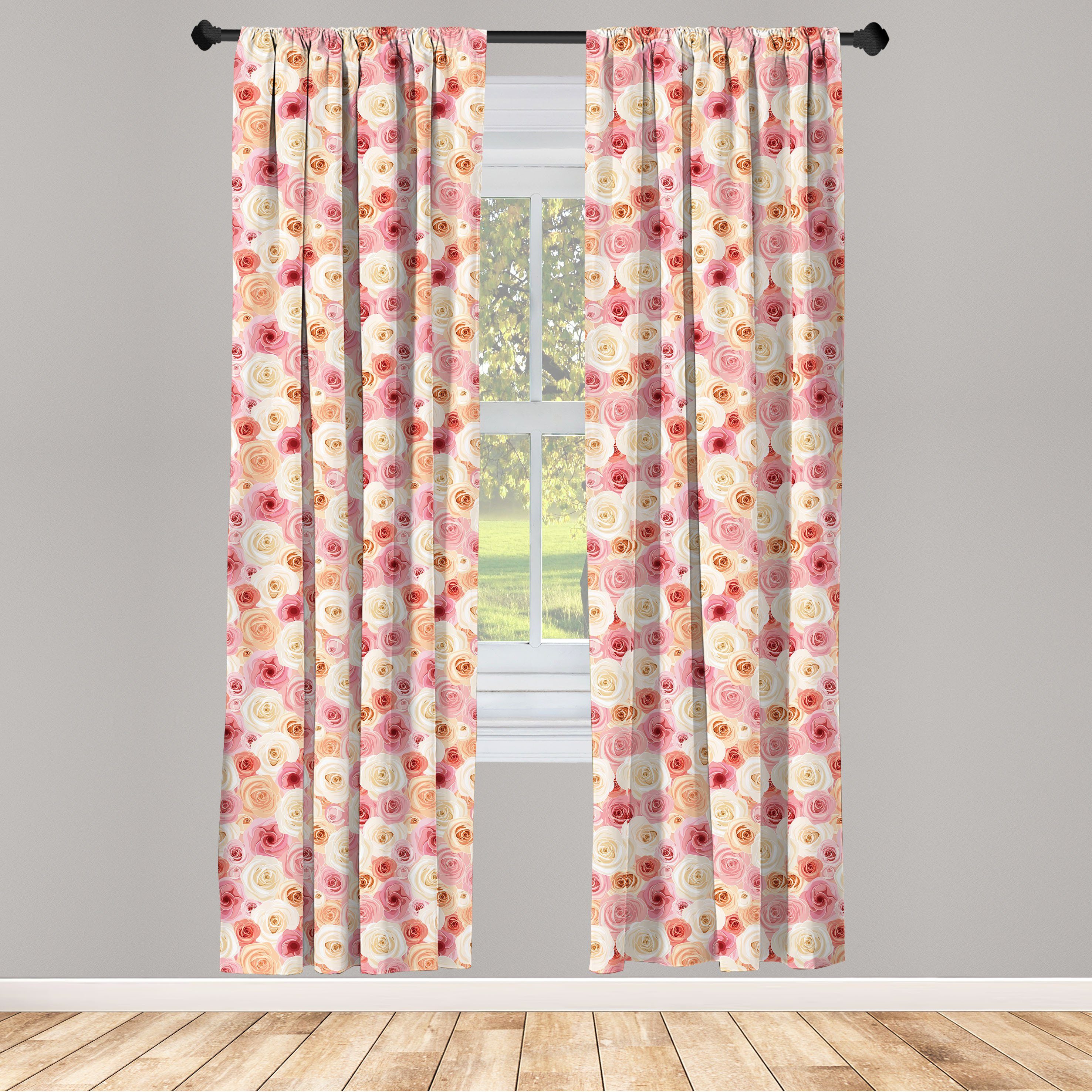 Gardine Vorhang für Wohnzimmer Schlafzimmer Dekor, Abakuhaus, Microfaser, Rose Romantisches Pastell Petals