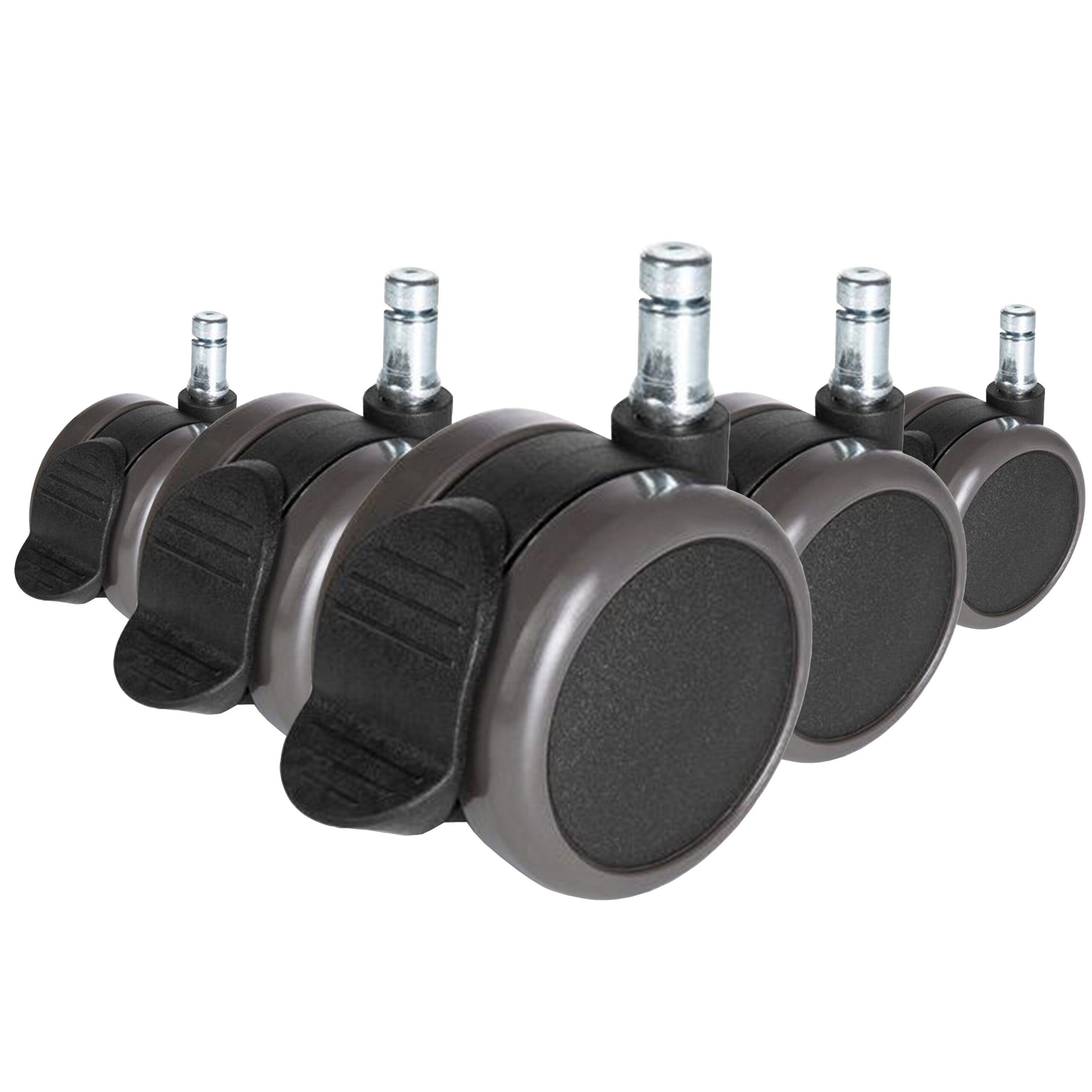 hjh OFFICE Stuhlrolle Stuhlrollen 5X Rolo Stop 11Mm/65Mm, (5er Pack), Hartbodenrollen Bürostuhl, Rollen für Schreibtischstuhl