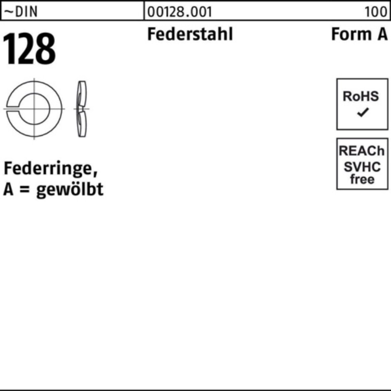 Reyher Federring 100er Pack 001280019060000 Federring DIN 128 A 6 Federstahl