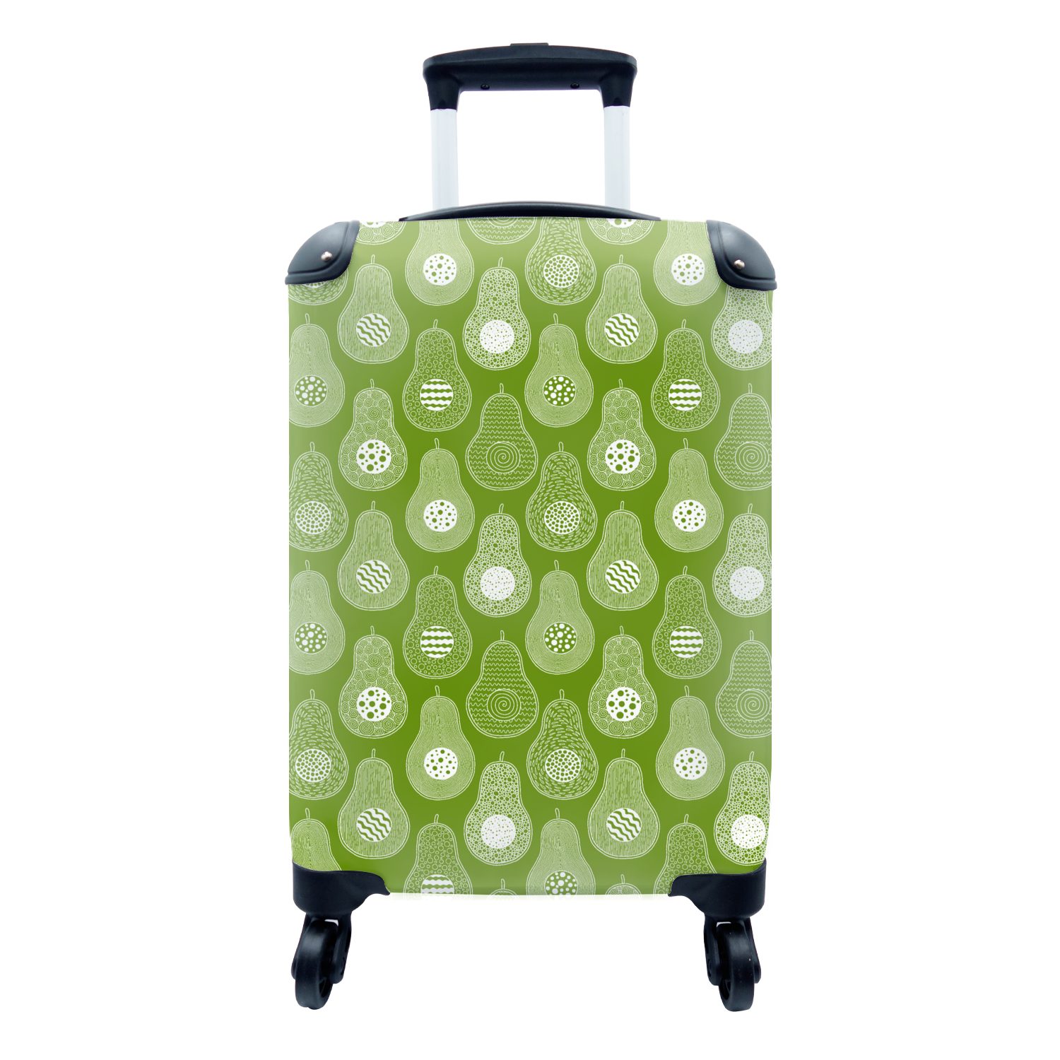 MuchoWow Handgepäckkoffer Avocado - Muster - Grün, 4 Rollen, Reisetasche mit rollen, Handgepäck für Ferien, Trolley, Reisekoffer