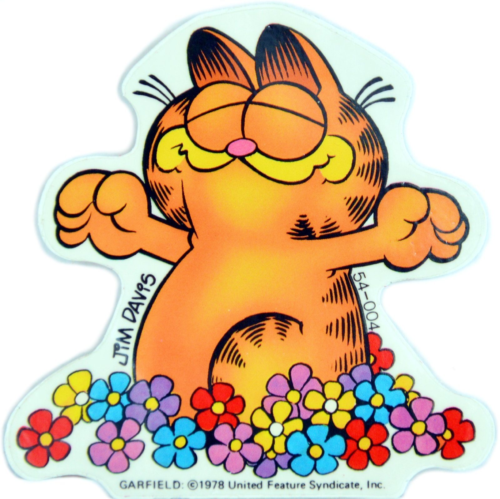 Disney Fenstersticker Durchsichtiger orig. 1978er Garfield Blumen Flower Glück Sticker 8 cm