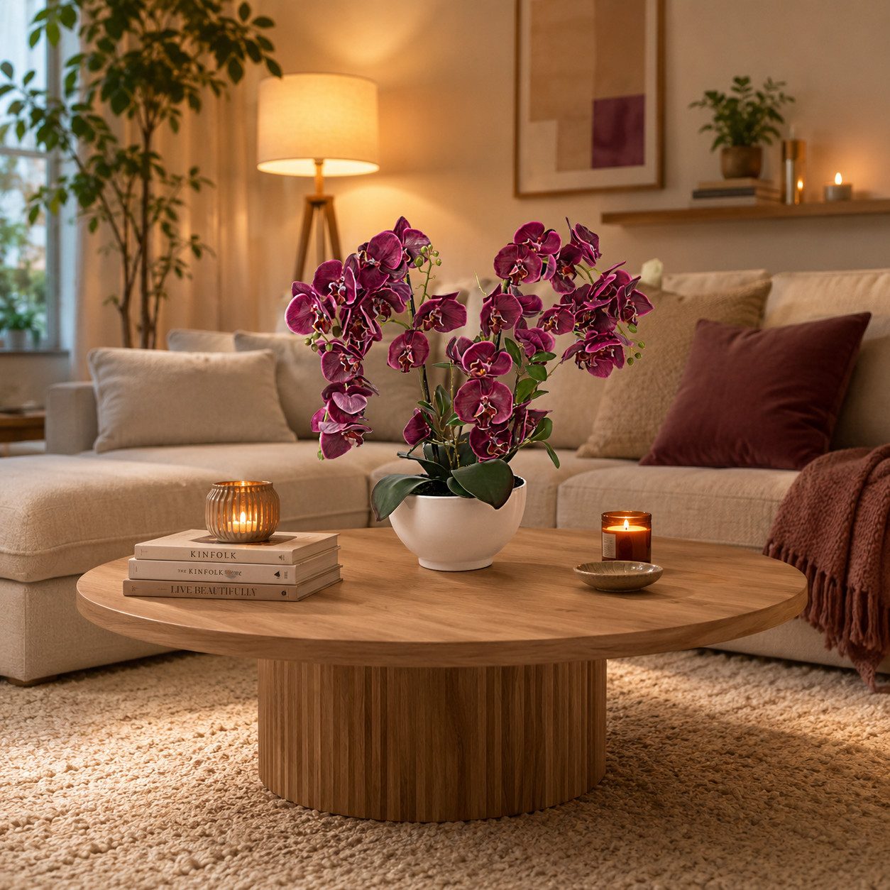 Kunstorchidee PASCH® XXL Orchidee künstlich wie echt (56cm) in Hochglanz-Keramiktopf Orchidee, PASCH