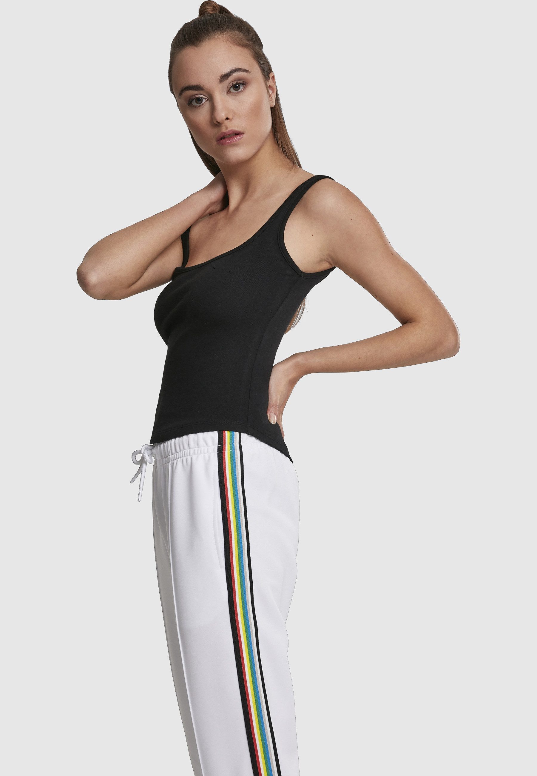 URBAN CLASSICS Yoga & Relax Shirt Urban Classics Damen Ladies Wide Neck Top (1-tlg)