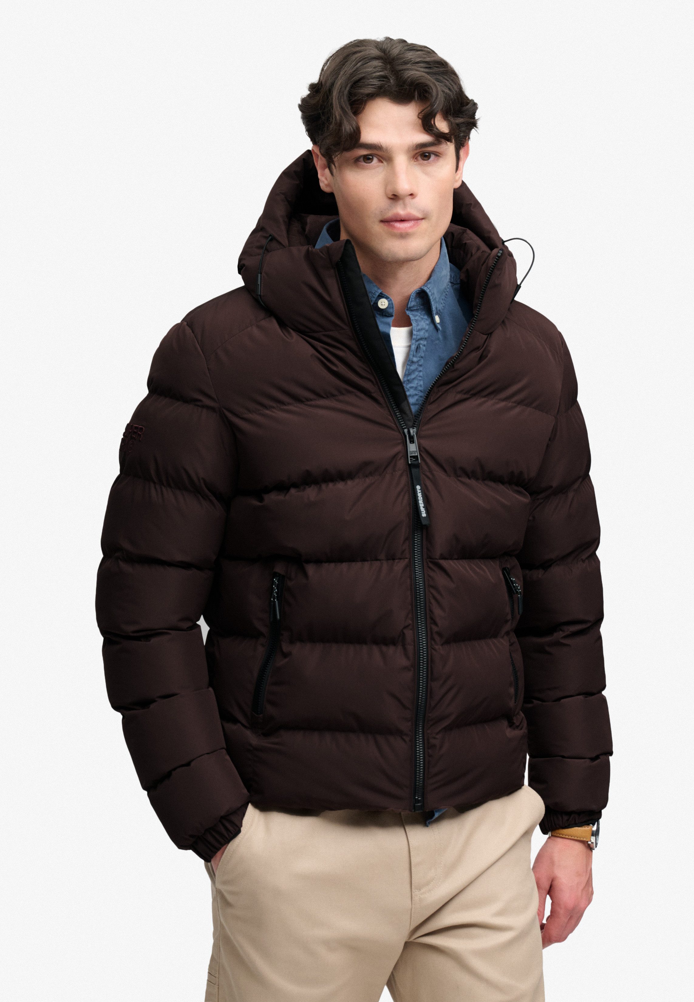 Superdry Steppjacke HOODED SPORTS PUFFER JACKET Kunstfaser, relaxed fit – Bild 2 von 5