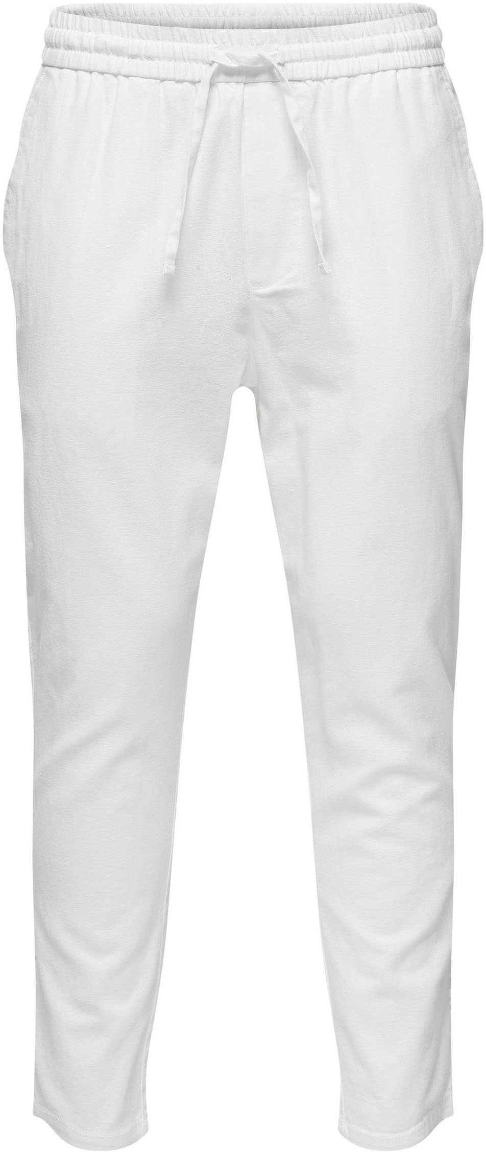 White & CROP Stoffhose LIN ONSLINUS mit ONLY SONS PNT 0007 Leinen Bright COT NOOS