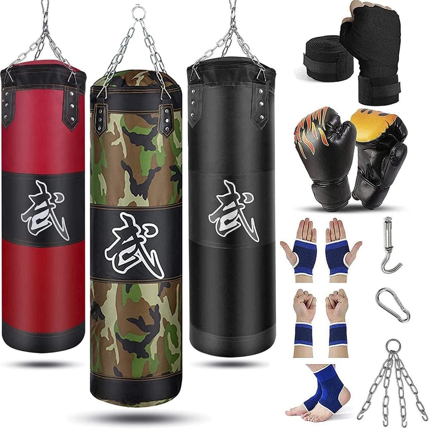 Boxhandschuhe Schwerer Boxsack 120cm für Erwachsene Jugendliche Kinder ungefüllt MMA