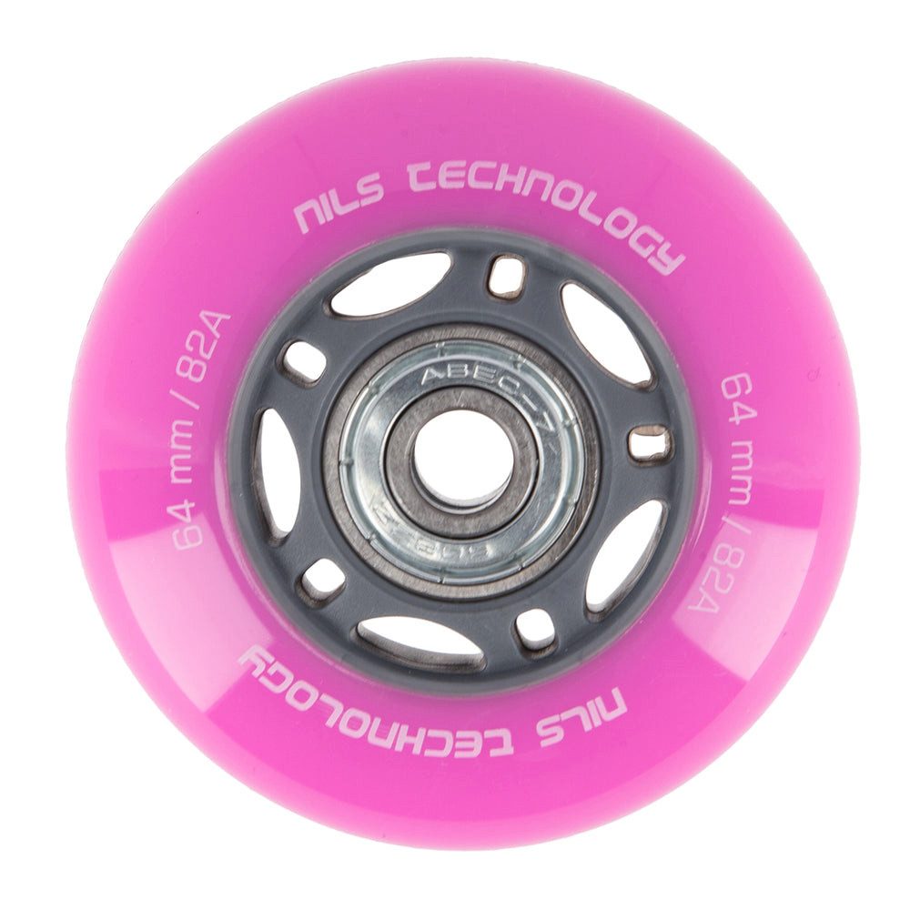 NILS EXTREME Inlineskates-Rolle Ersatzrollen Skaterollen Rollensatz (Spar-Set, 4 St), 64 mm, Härte 82A, ABEC-7-Lager, 4 Rollen