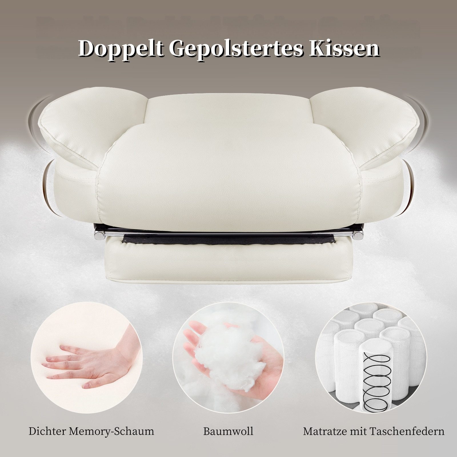 Intimate WM Heart Chefsessel Ergonomischer Bürostuhl, Höhenverstellbar Schreibtischstuhl (Gaming Stuhl mit dickem Kissen), PU-Leder Drehstuhl mit Kopfstützte un – Bild 4 von 5