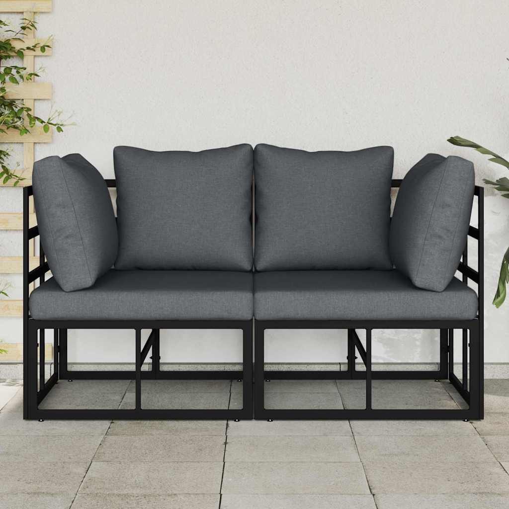 vidaXL Sofaelement Gartenmöbel 2 Stück Schwarz und Anthrazit 71,5 x 71,5 x 71 cm (2 St)
