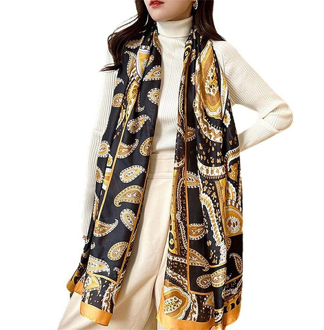 Damen-Mode-Schal, Elegantes DAYUT Langer (1-St) Cashew-Blumenmuster Modeschal Schal,