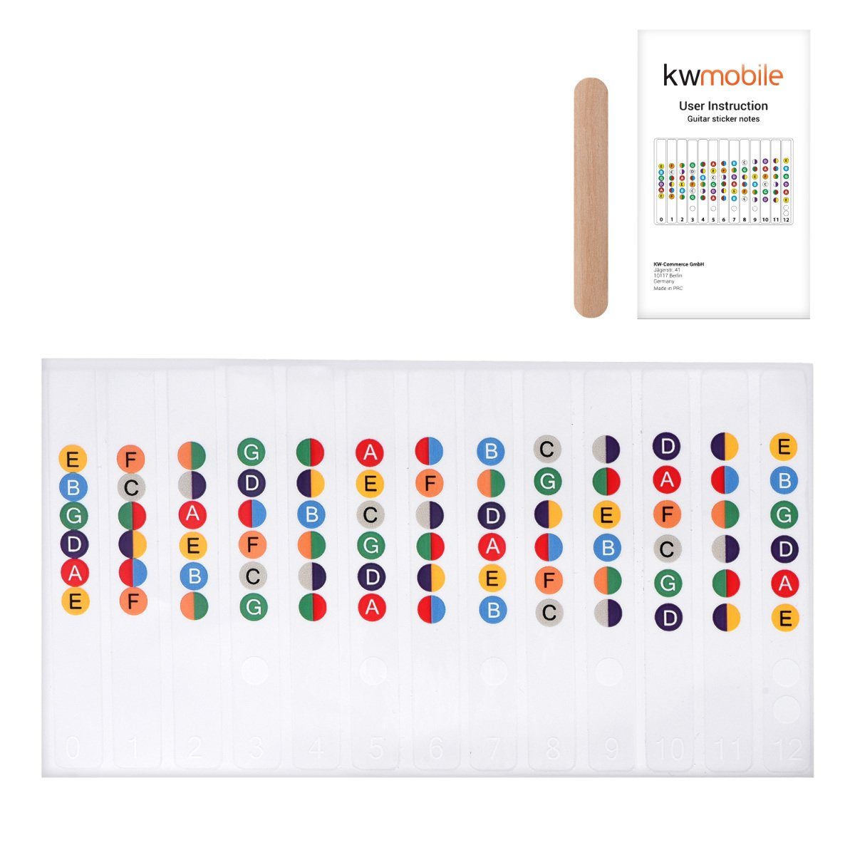 kwmobile Aufkleber Gitarrengriffbrett Noten Sticker, Anleitung, für Anfänger, (1tlg), Notenaufkleber Gitarre