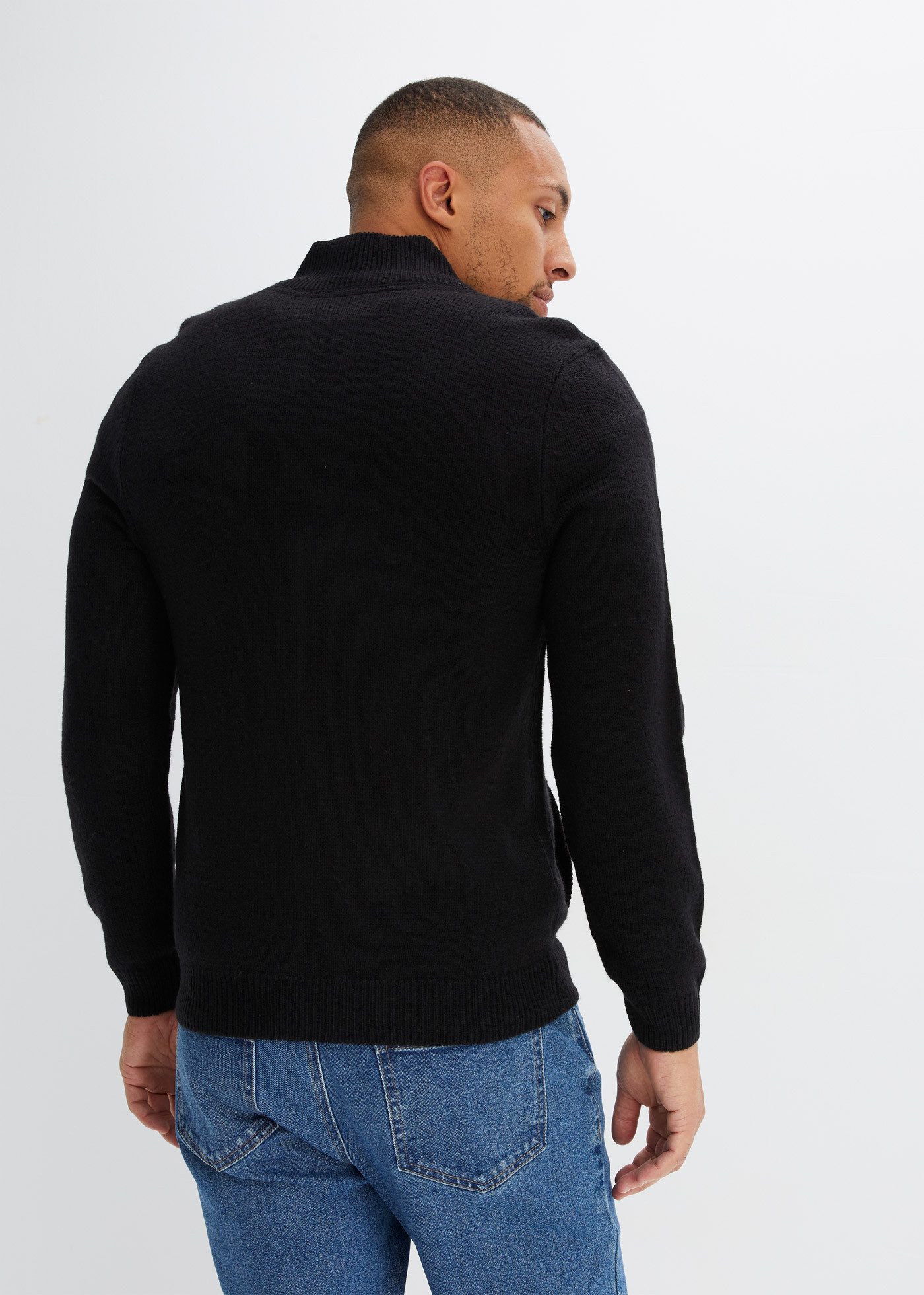 bonprix Strickjacke mit Stehkragen, Regular Fit, aus Polyacryl, mit Reißverschluss