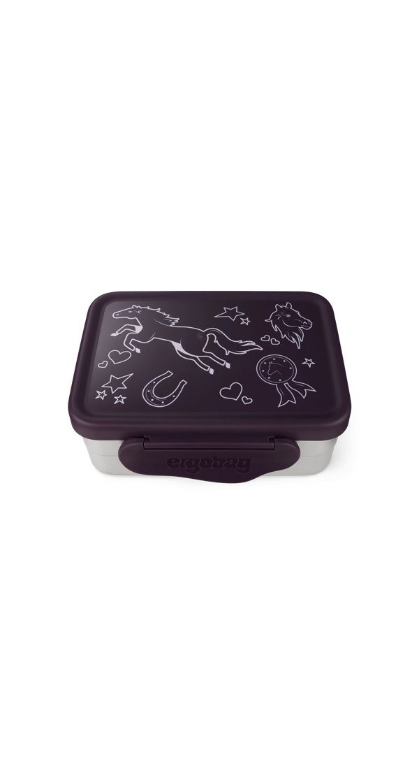 ergobag Lunchbox Edelstahl Brotdose, Edelstahl, (Edelstahl Brotdose, 3-tlg., 1x Brotdose, 1x Trennfach), spülmaschinengeeignet bis 45 Grad, Handwäsche empfohlen