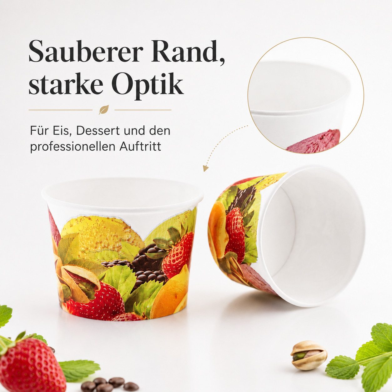 COFI 1453 Einwegschale Eisbecher Fruchtmotiv 100–500 ml, (Spar-Set, 50-tlg), Platzsparend ineinander stapelbar – Bild 5 von 5