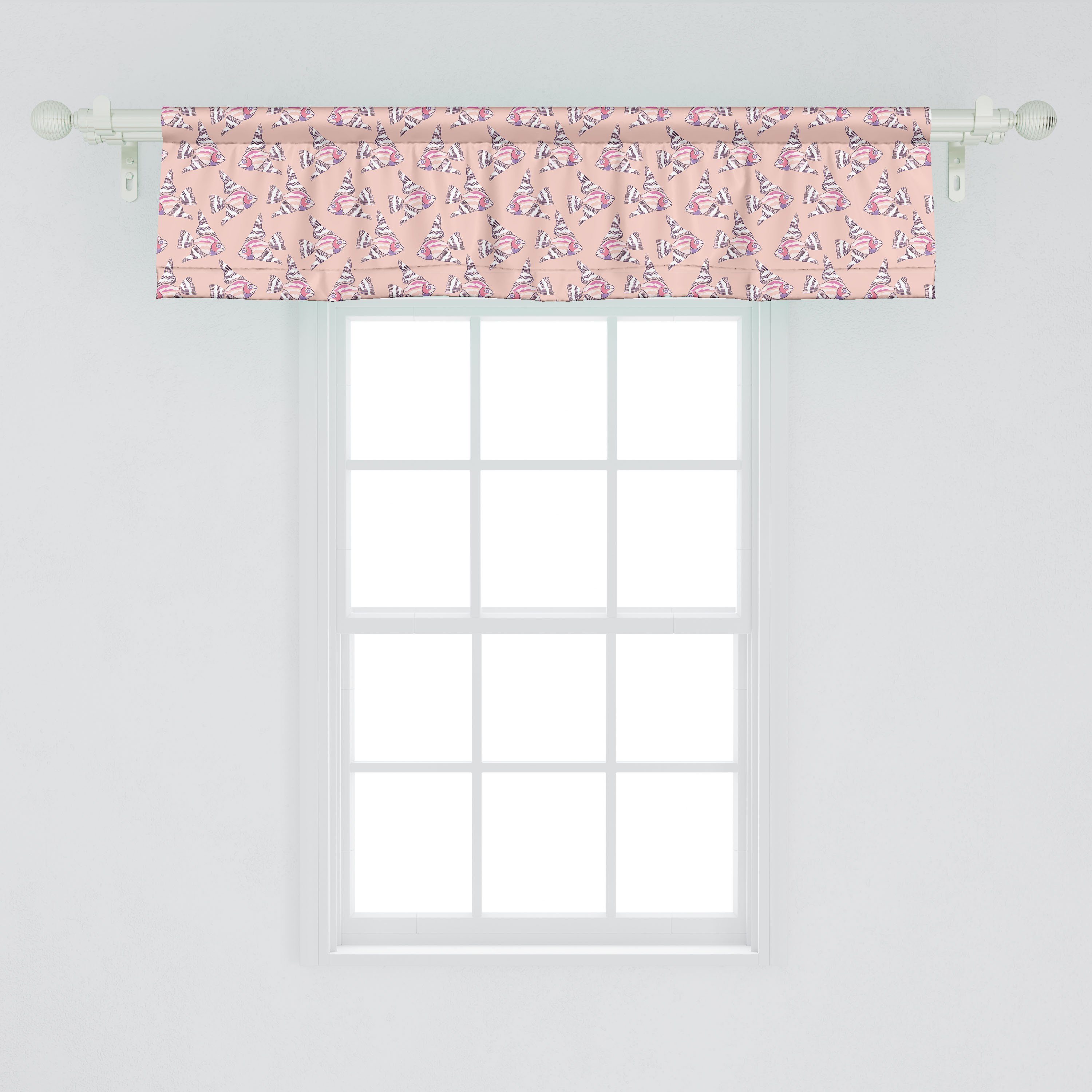 Abakuhaus, Silhouetten Vorhang für Tierkunst Küche Dekor Angelfish Volant Schlafzimmer Microfaser, mit Scheibengardine Stangentasche,