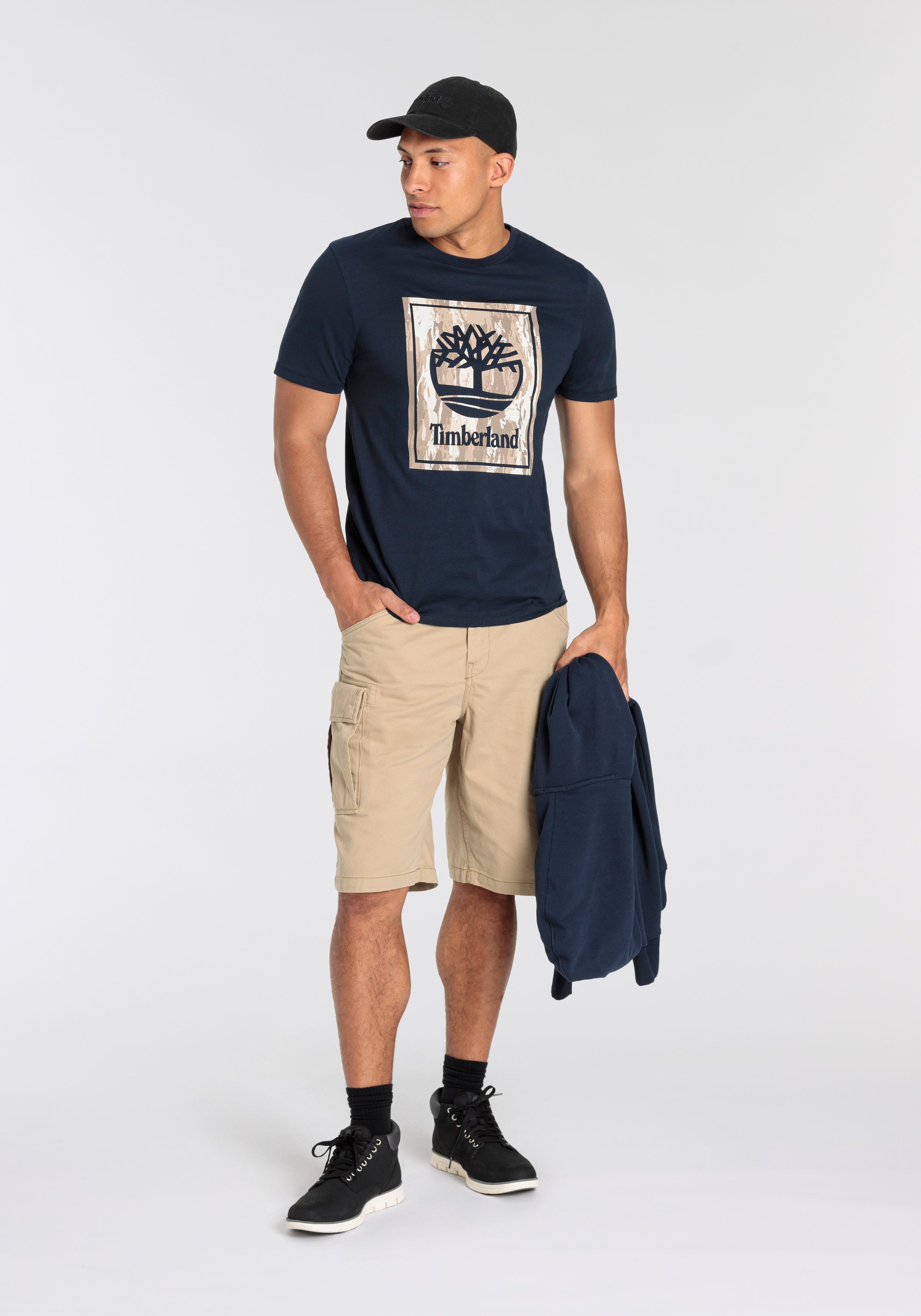 Timberland T-Shirt STACK LOGO Camo Short Sleeve Tee in großen Größen