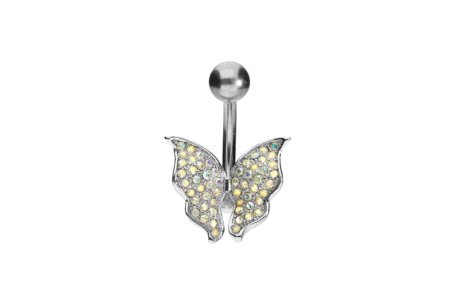 PIERCINGLINE Bauchnabelpiercing Chirurgenstahl Bananabell mit Brass-Design SCHMETTERLING (Bananabells, 1-tlg)