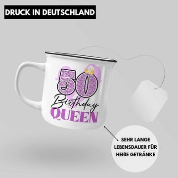 Trendation Thermotasse Trendation - 50. Geburtstag Emaille Tasse Frau Geschenk 50er Geschenkidee 50 Mutter Frauen Lustig Geschenke