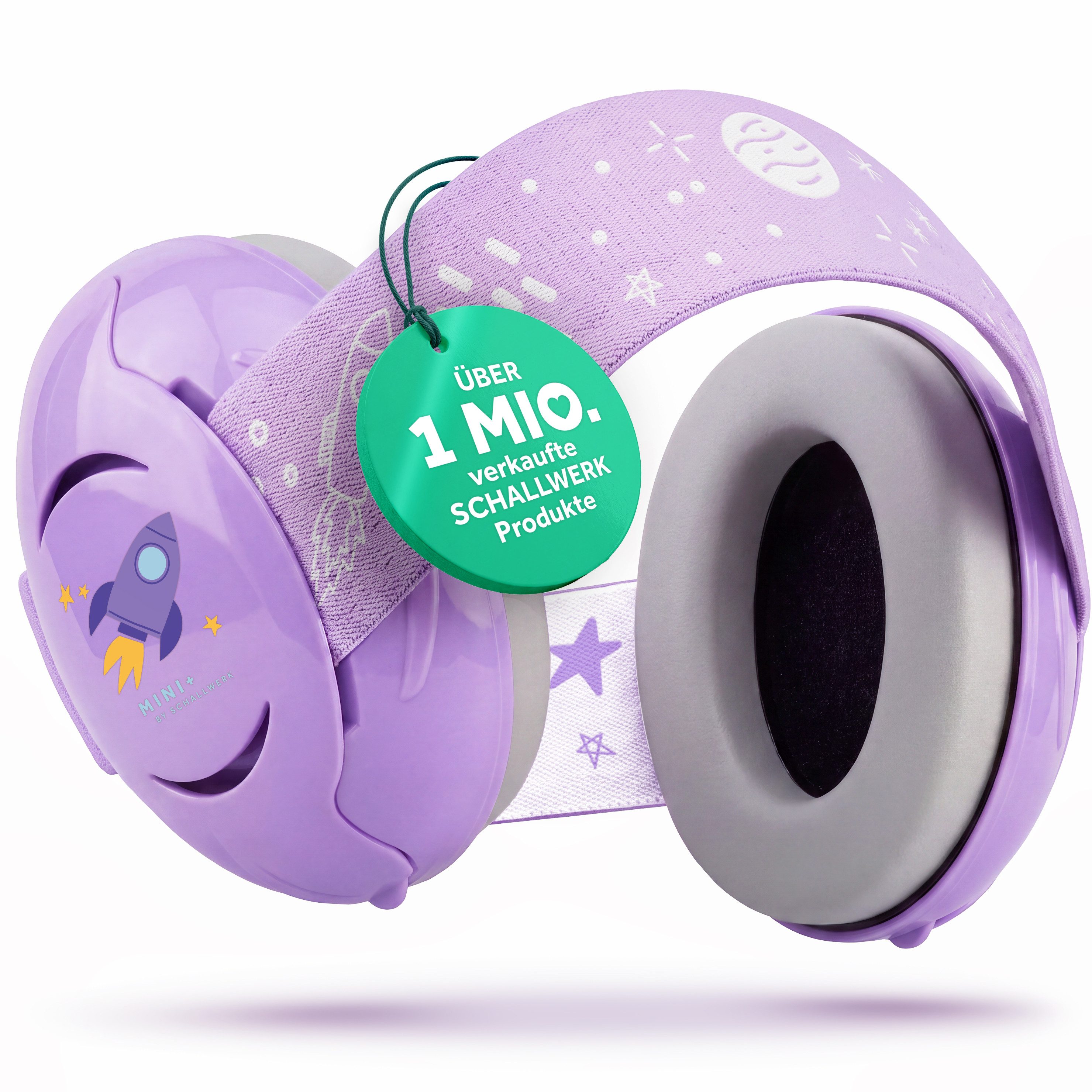 Schallwerk Kapselgehörschutz Mini+ Ohrenschützer für Kleinkinder - Gehörschutz Baby, (Kopfhörer Babys & Kleinkinder, Ohrenschutz für Babys mit verstellbaren Band), bis zu 52cm Kopfumfang