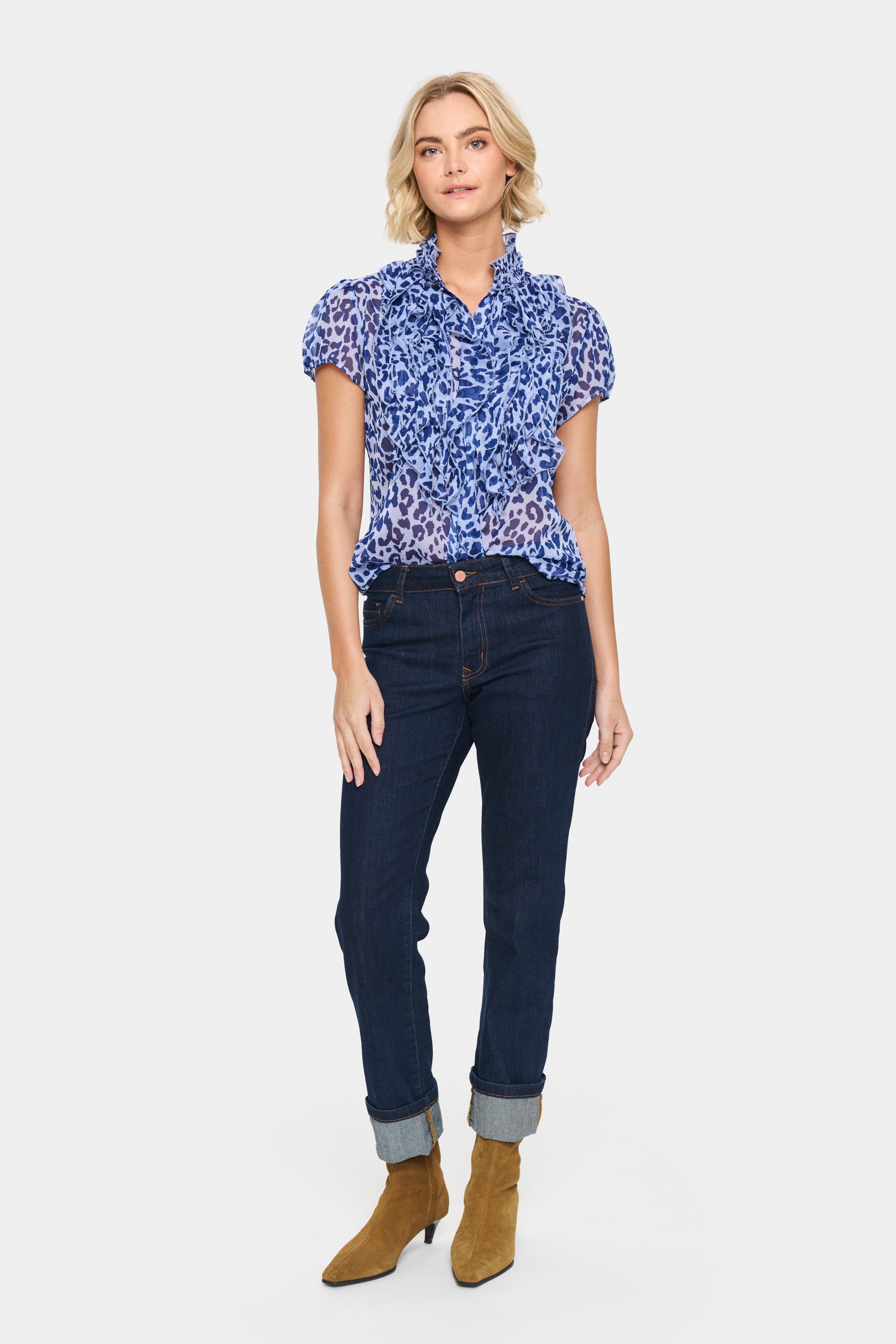 Saint Tropez Rüschenbluse LiljaSZ Crinkle SS Shirt Kunstfaser, Regular fit