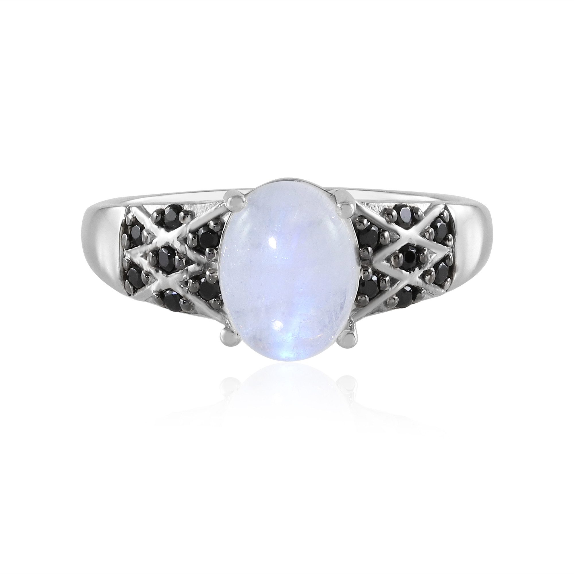 Cavill Silberring Cavill Silberring 2,13 ct Regenbogen-Mondstein mit Spinell Oval (1-tlg)