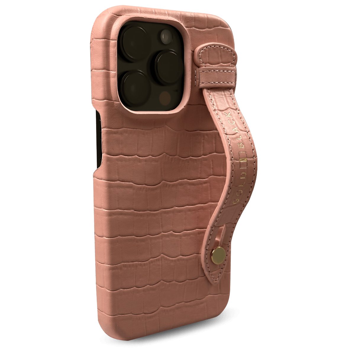 GOLDBLACK Handyhülle GOLDBLACK iPhone 14 Pro Max Slim Lederhülle Kroko-Prägung lachsrosa