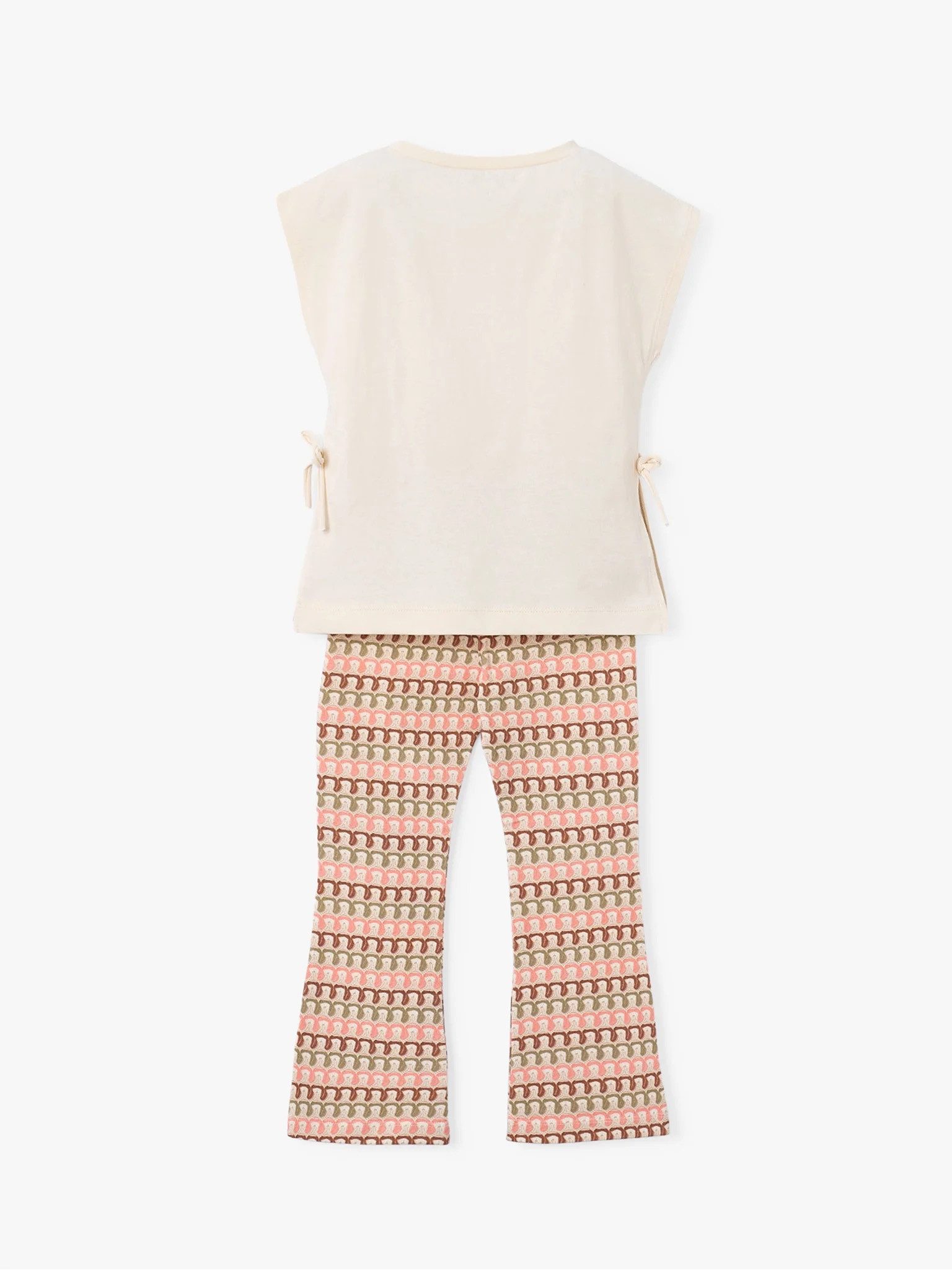 Mayoral Shirt & Hose Mädchen Set aus T-Shirt und Flared Leggings mit Print, beige