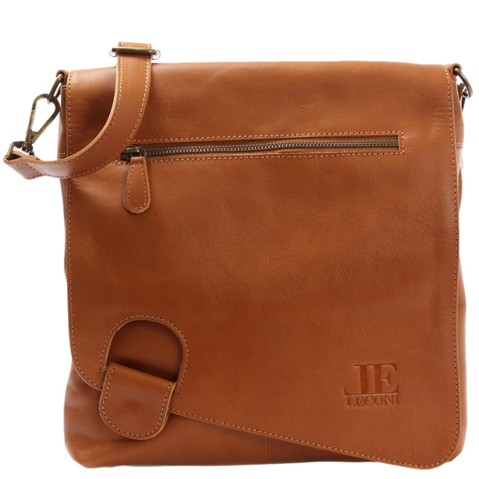 LECONI Umhängetasche Ledertasche Damen Handtasche Schultertasche Echt Leder LE3073, Auffälliger Überschlag - Fächer innen & außen - 29x29x6 cm