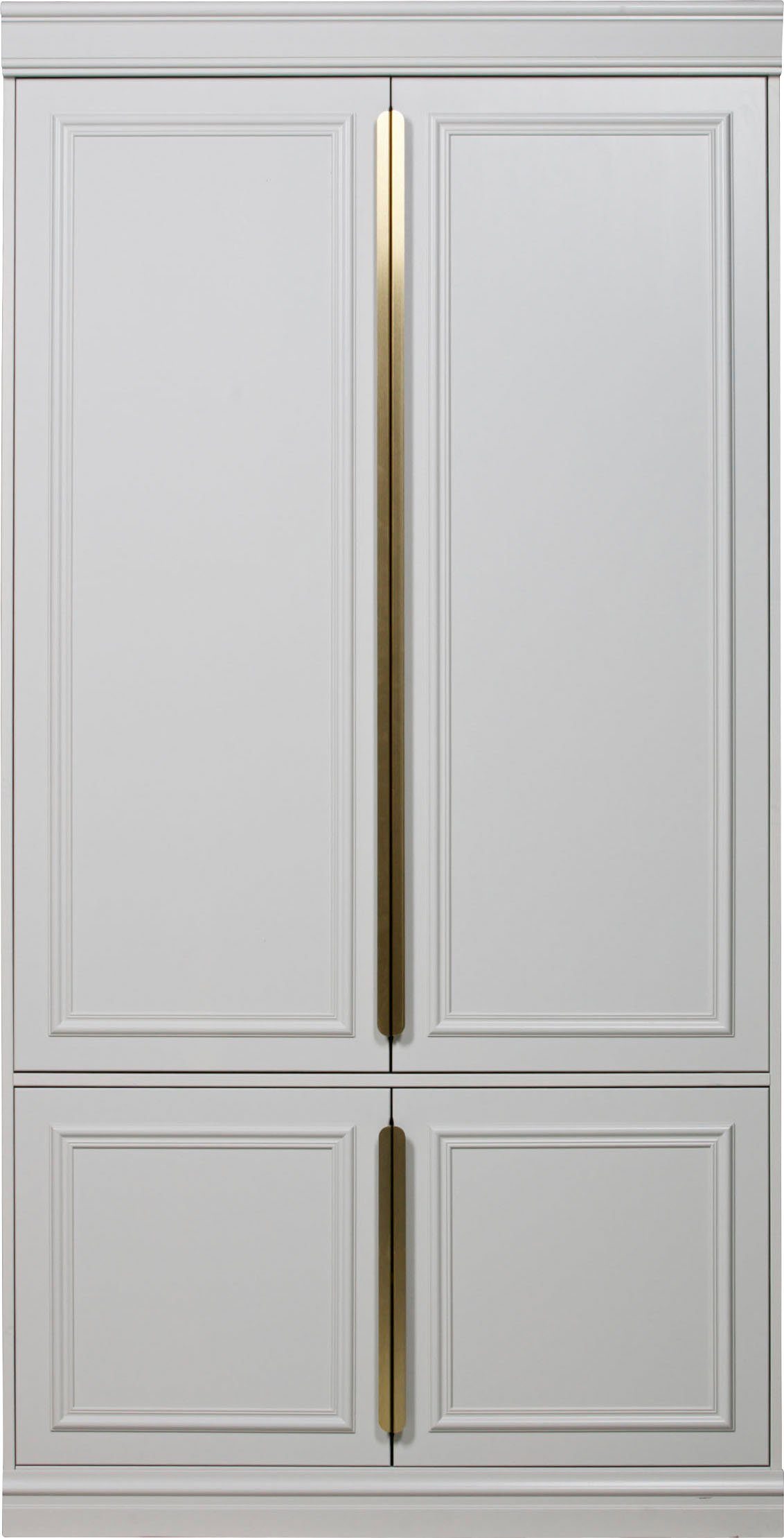 WOOOD Garderobenschrank Organize FSC®-Kiefernholz mit Zierleisten-Türen und Metallgriffen H 215 x B 110 x T 62 cm, Wandbefestigung empfohlen, pfleigleicht