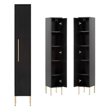 Lomadox Badmöbel-Set SARAY-80, (Spar-Set, 4-St), schwarz Badezimmer Schränke Spiegelschrank mit Beleuchtung