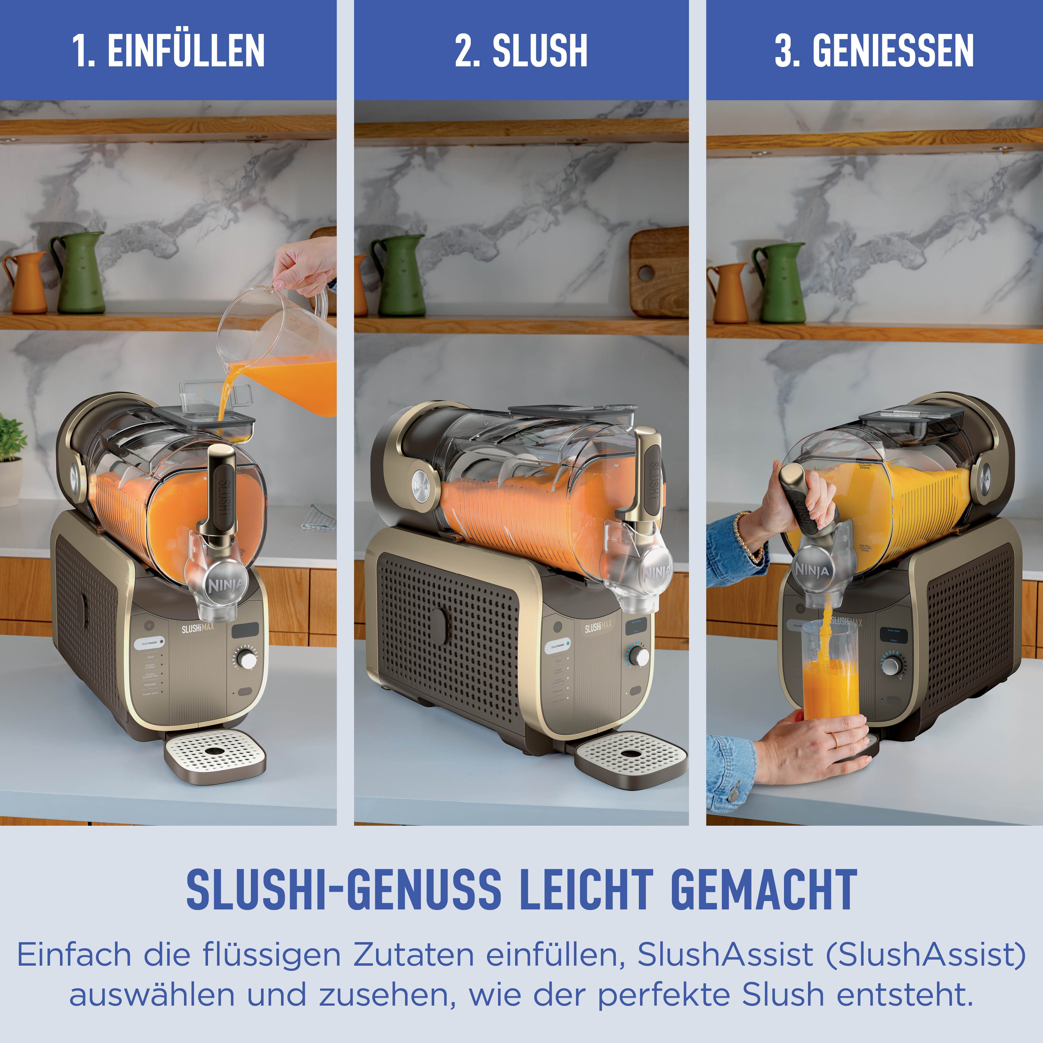 NINJA Slush-Eismaschine SLUSHi MAX – Mokka FS605EUBR, 3,31 l, 280 W, für gefrorene Getränke, SlushAssist-Technologie – Bild 4 von 5