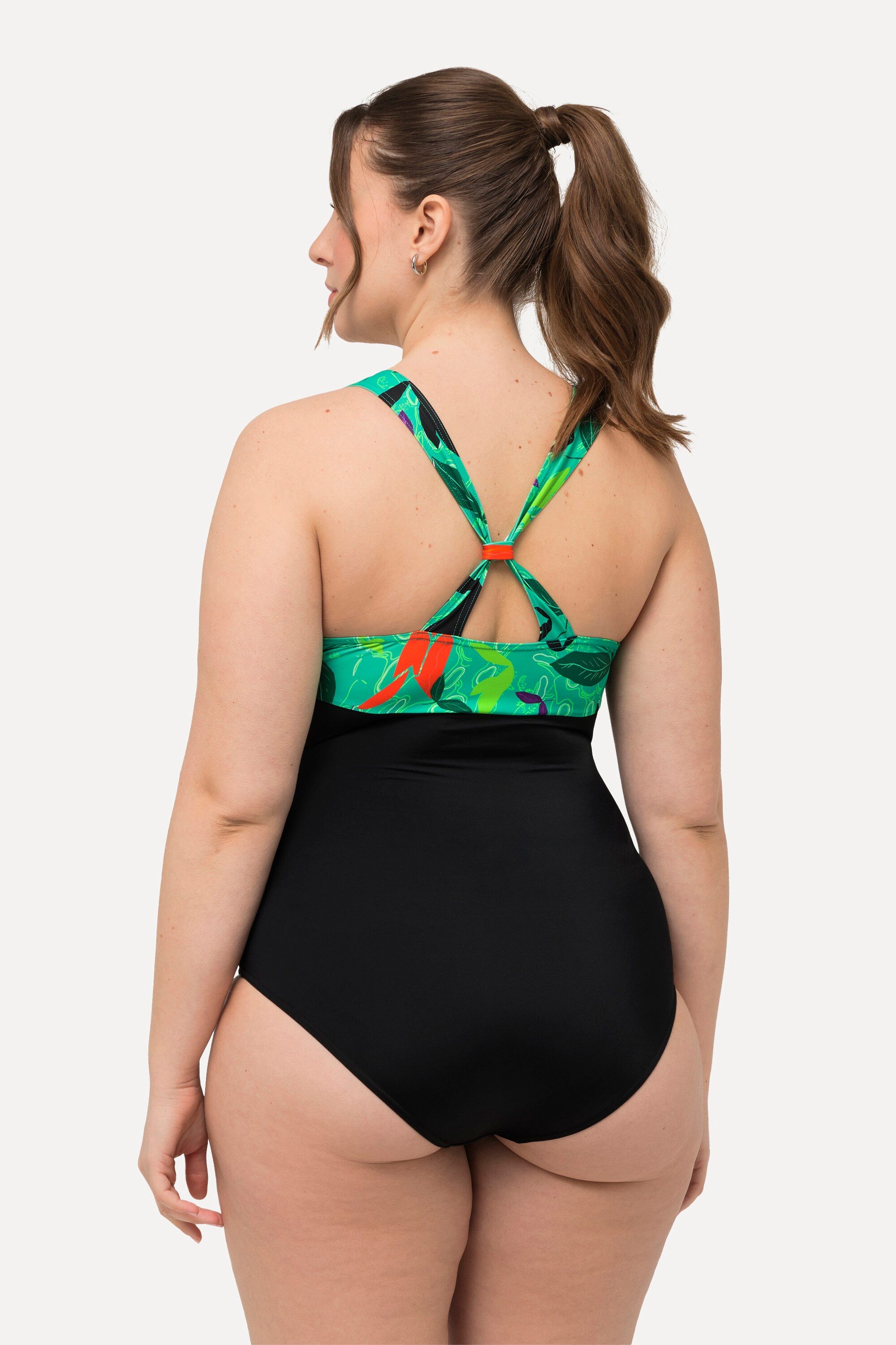 Ulla Popken Badeanzug Badeanzug Neckholder-Optik Softcups Knoten