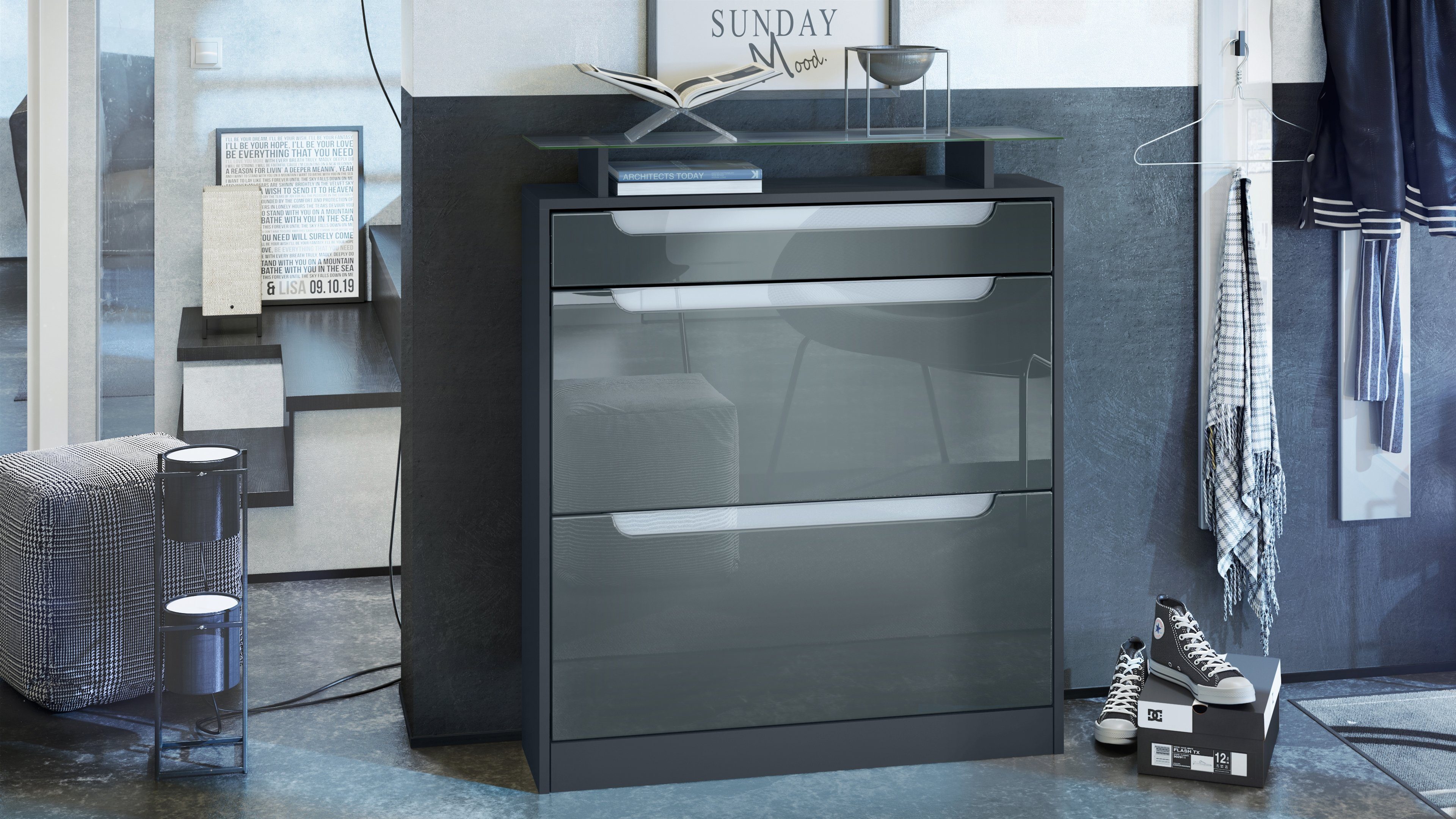 Vladon Schuhschrank Fiesta (Schuhkipper für 16 Paar Schuhe, mit 2 Klappen, günstig online kaufen