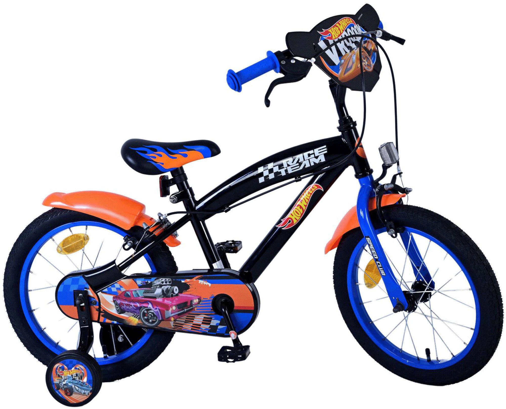 Hot Wheels Kinderfahrrad Race Team, 1 Gang, ohne Schaltung, Hot Wheels Kinderfahrrad 16 Zoll 105 - 120 cm Mädchen Jungen ab 4