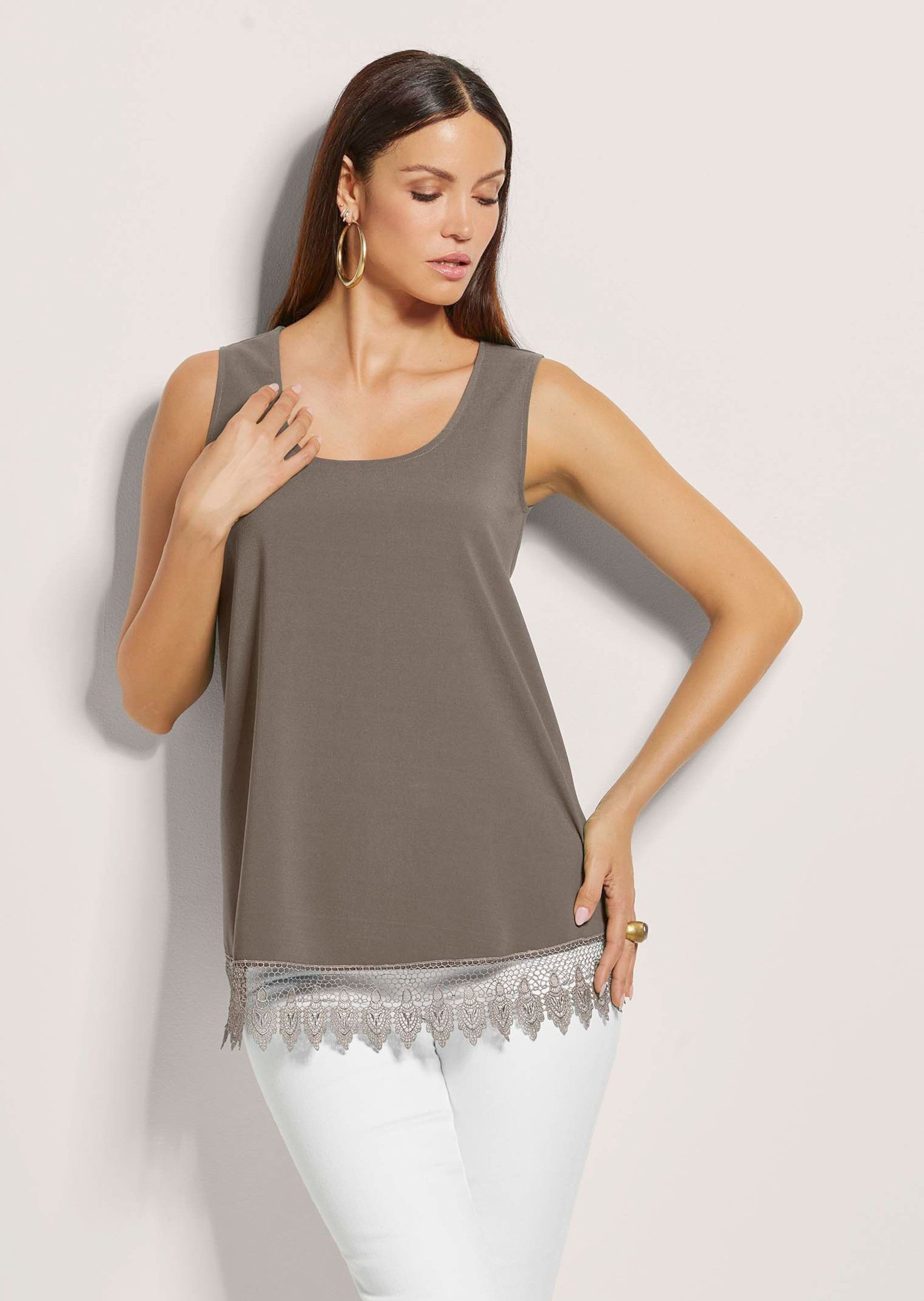 Kurzarmbluse Top mit Spitze