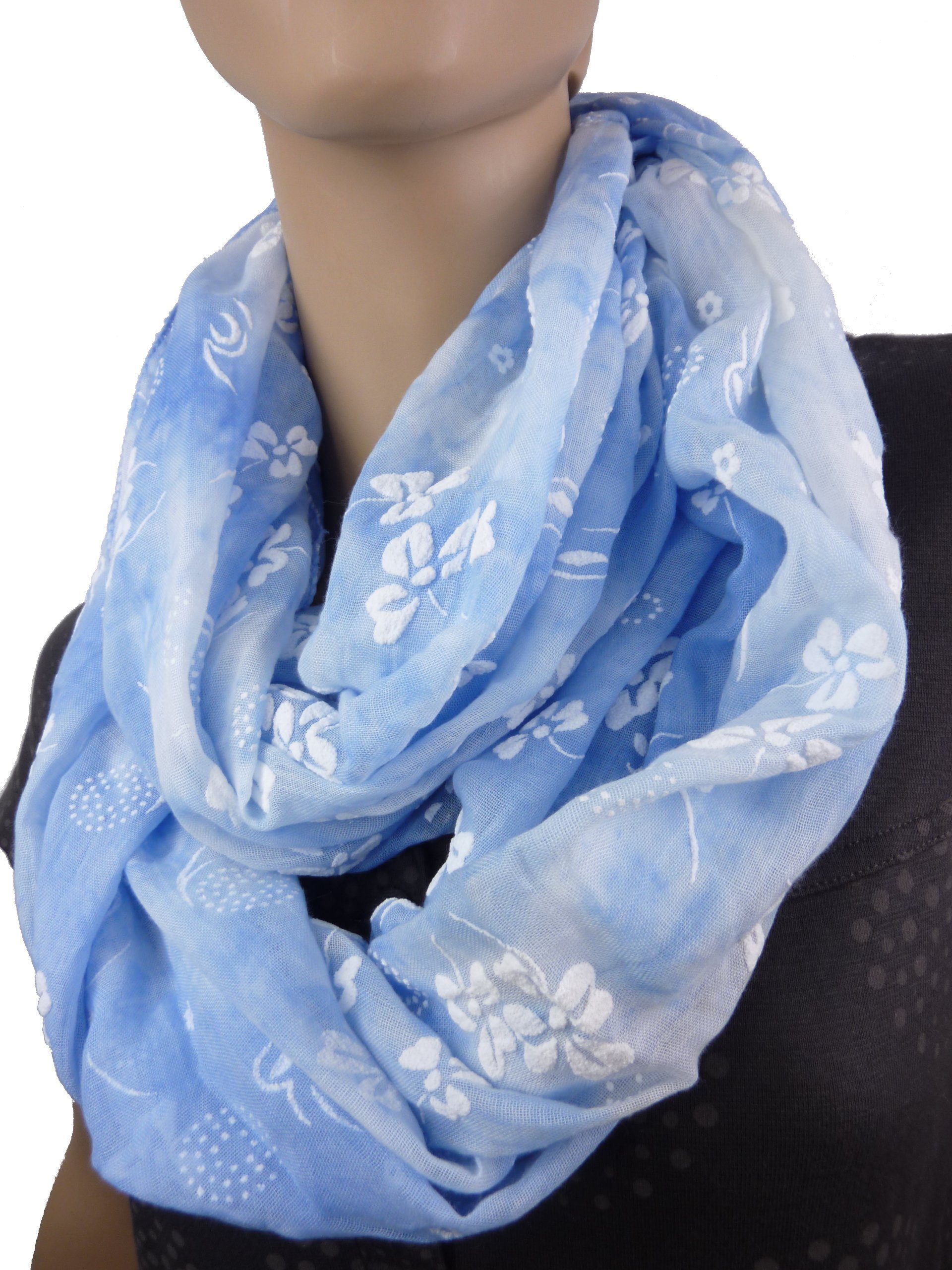Taschen4life Loop leichter babyblau Schal Damen Blumen Farben, 0112, Loop Schlauchschal Muster, pastell