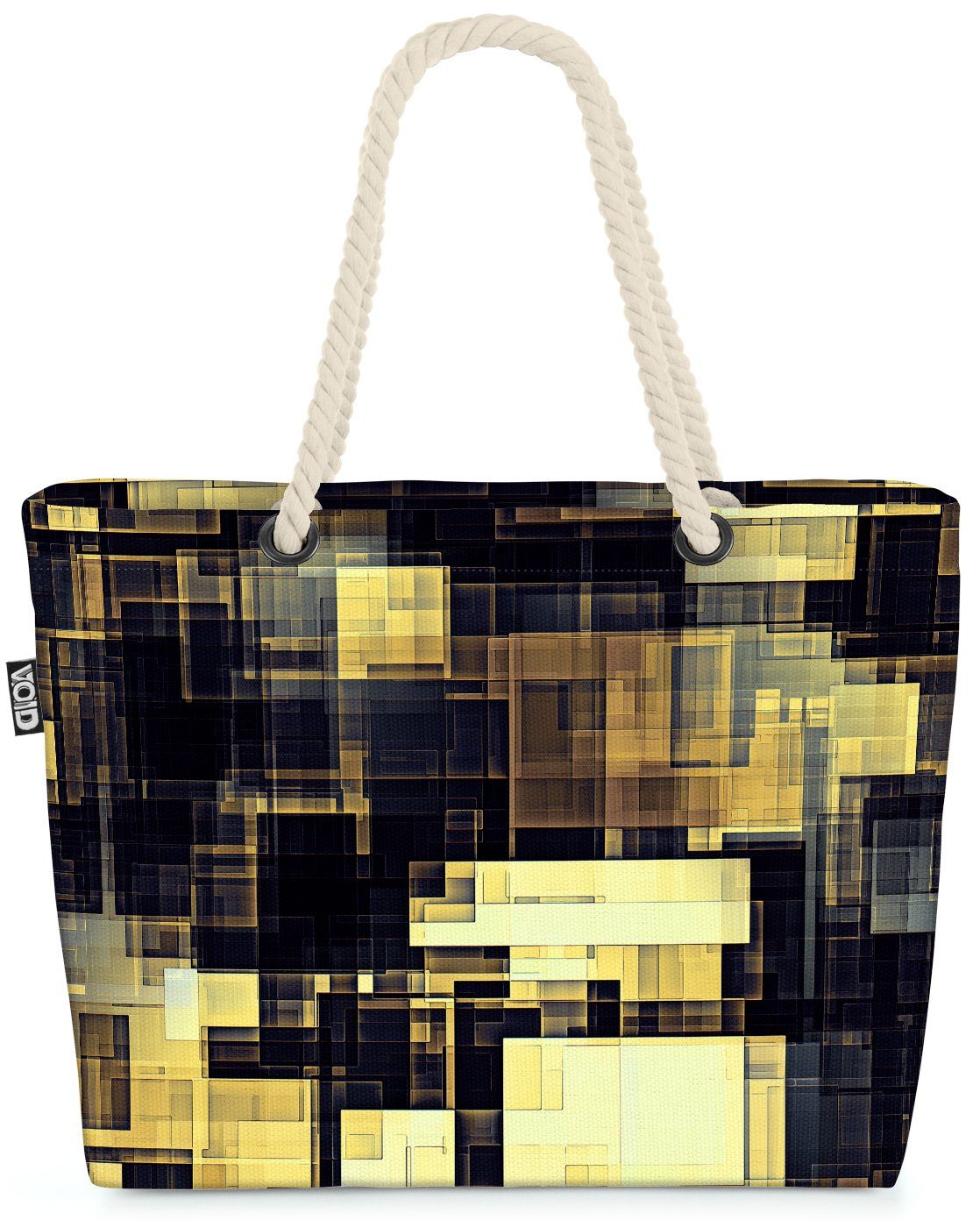 Gold geometrisch (1-tlg), Lichter Strandtasche Datenstrom Technik Kabel Beach Weltraum Science Bag VOID