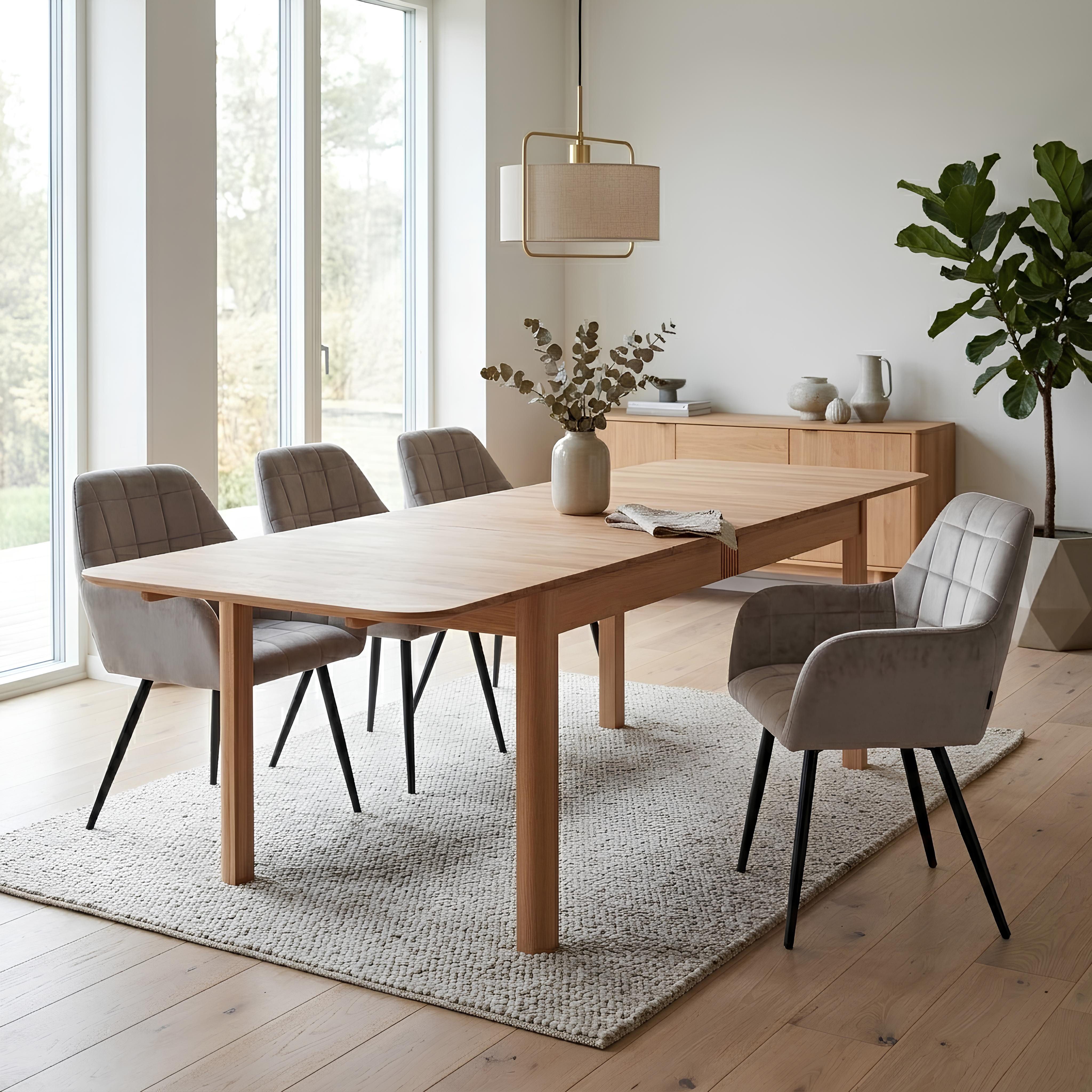 Krok Wood Esstisch Ausziehbare Tisch Louise Buche 160x90х75 cm (220(160+60) x90x75 cm)
