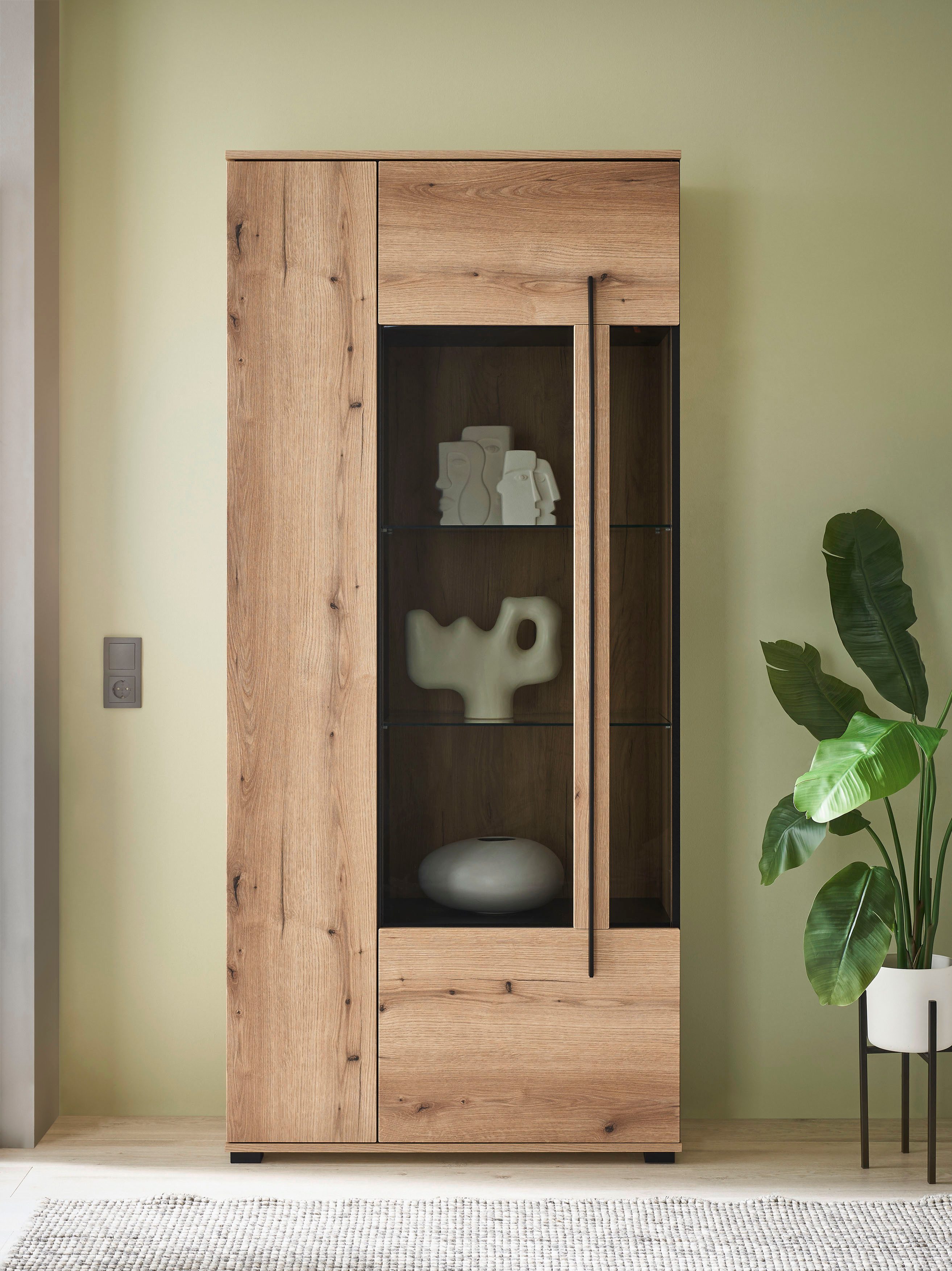 INOSIGN Vitrine Cantara, Vitrinenschrank in Eiche günstig online kaufen